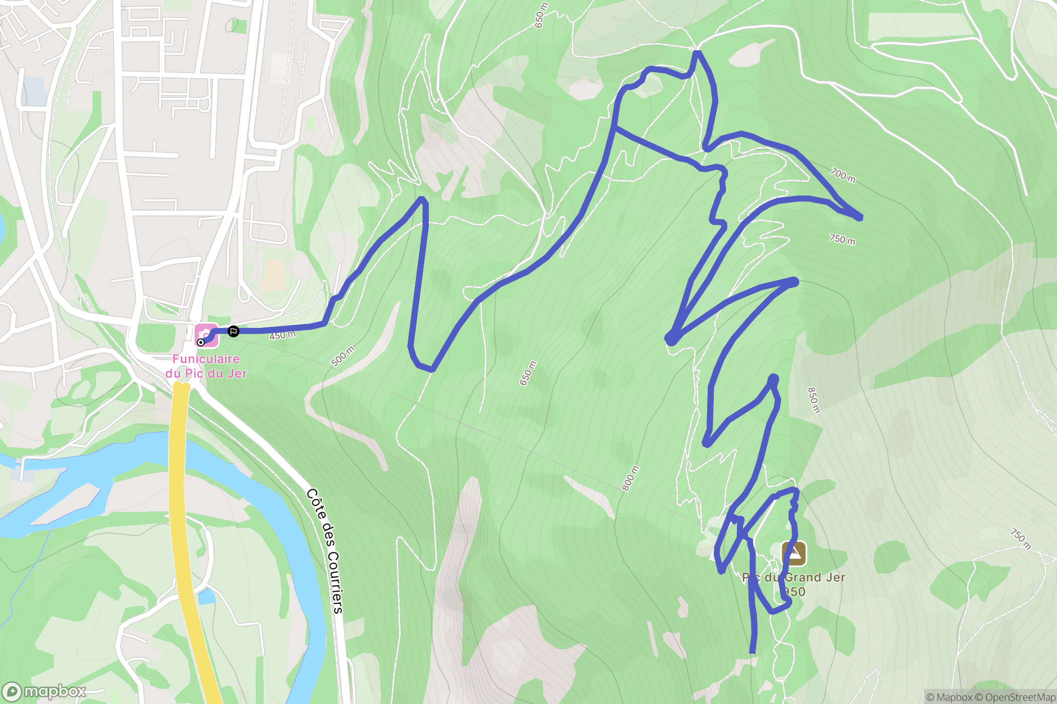 Lourdes : carte du parcours de randonnée - France