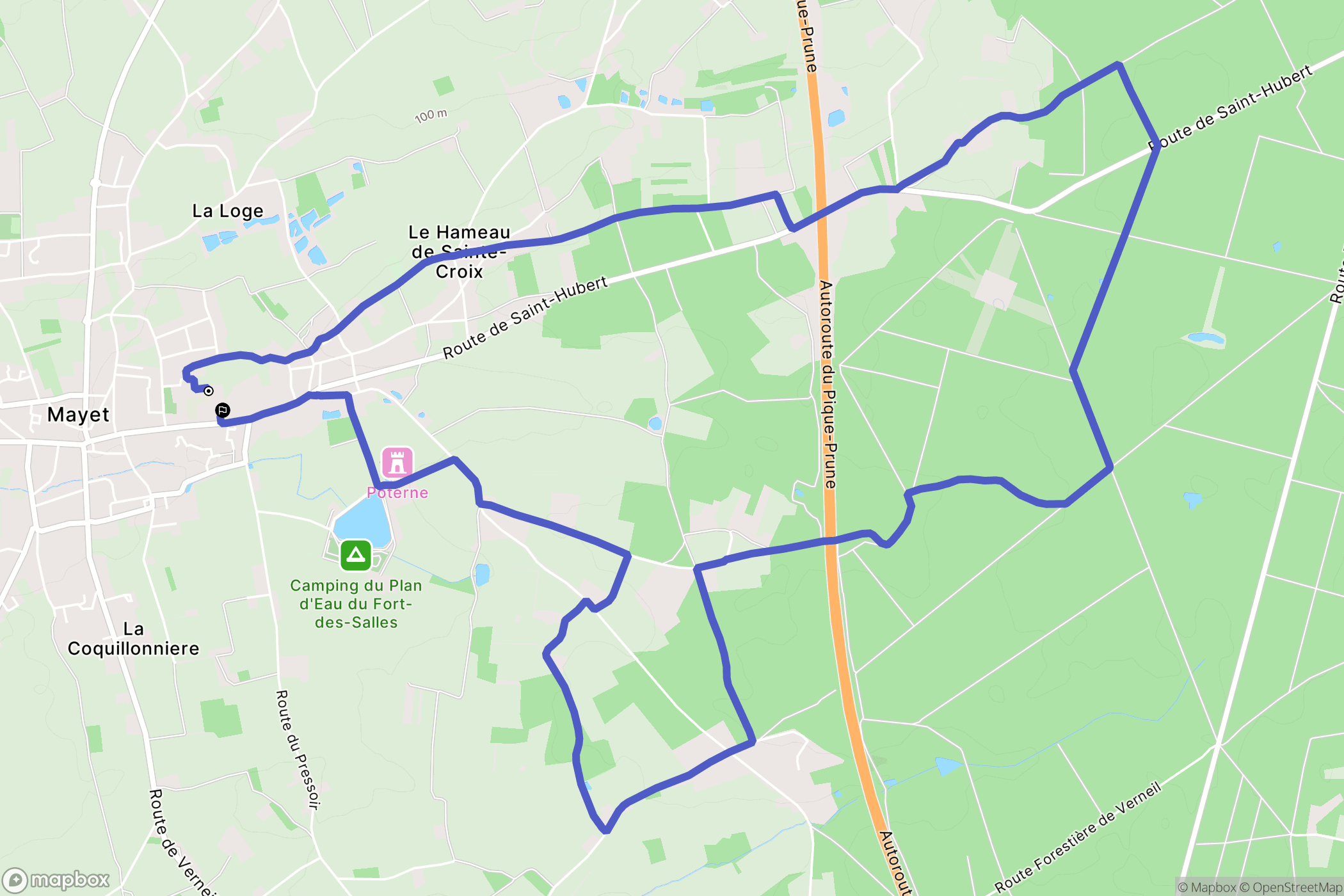 Mayet : carte du parcours de randonnée - France