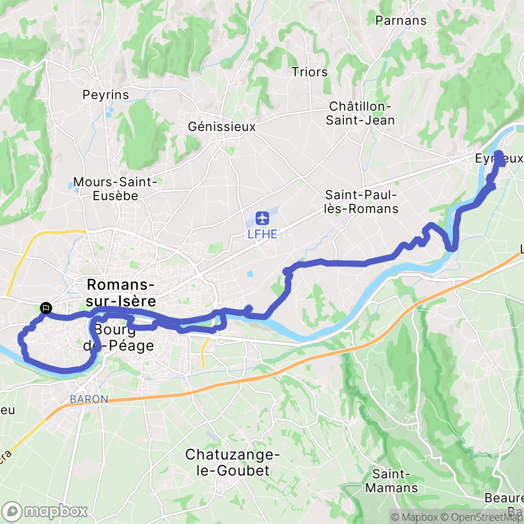 Romans-sur-Isère : carte du parcours de randonnée - France