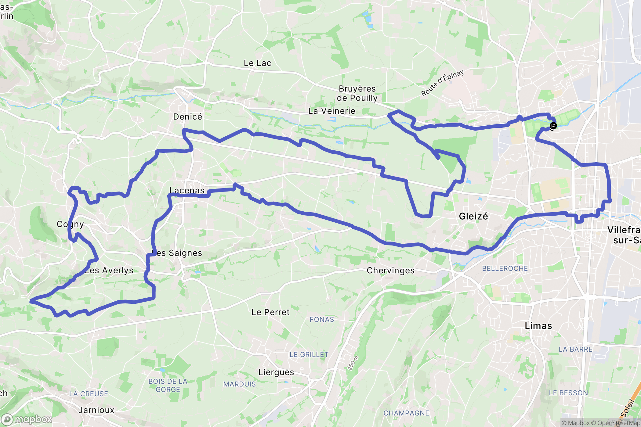 Villefranche-sur-Saône : carte du parcours de randonnée - France