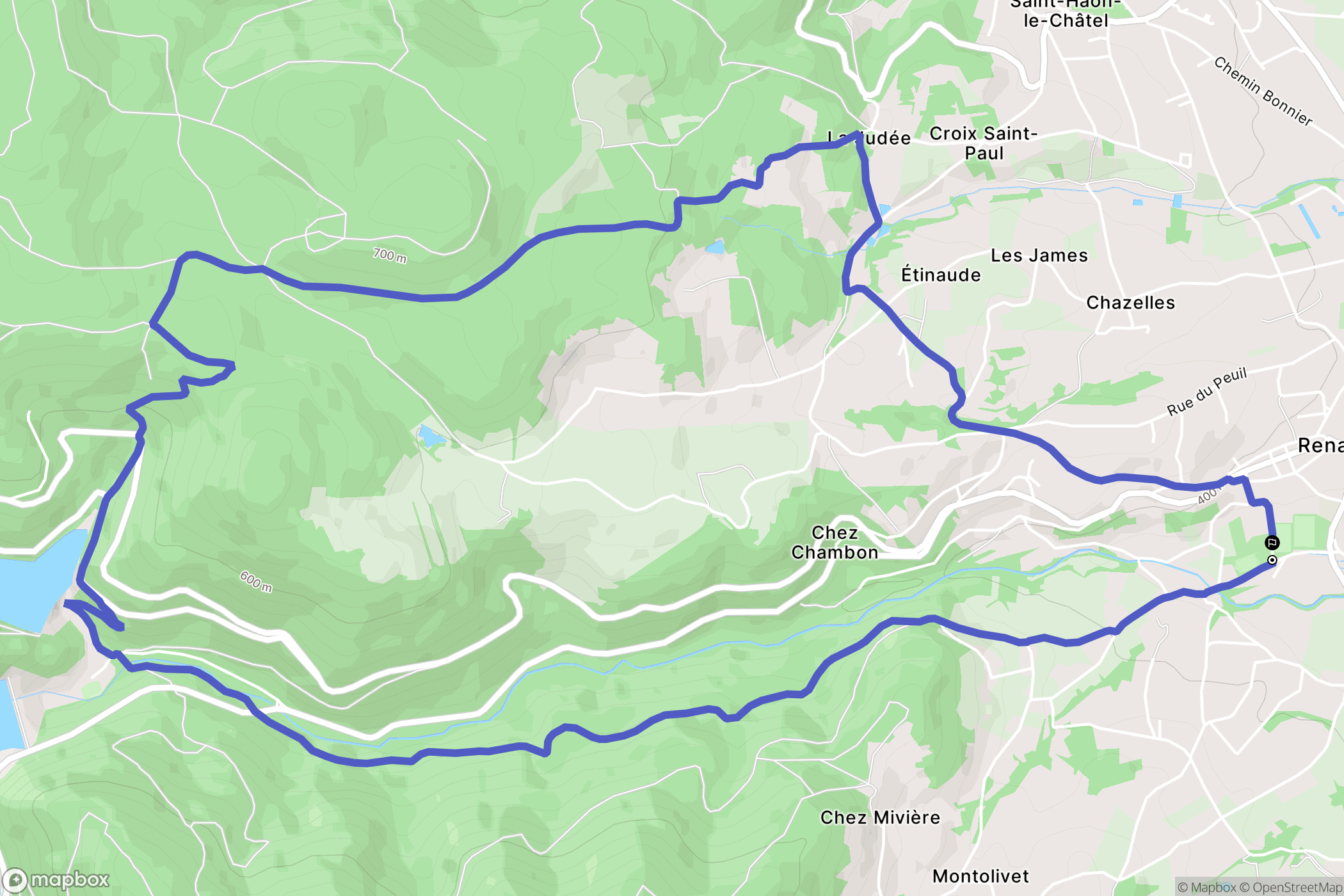 Renaison : carte du parcours de randonnée - France