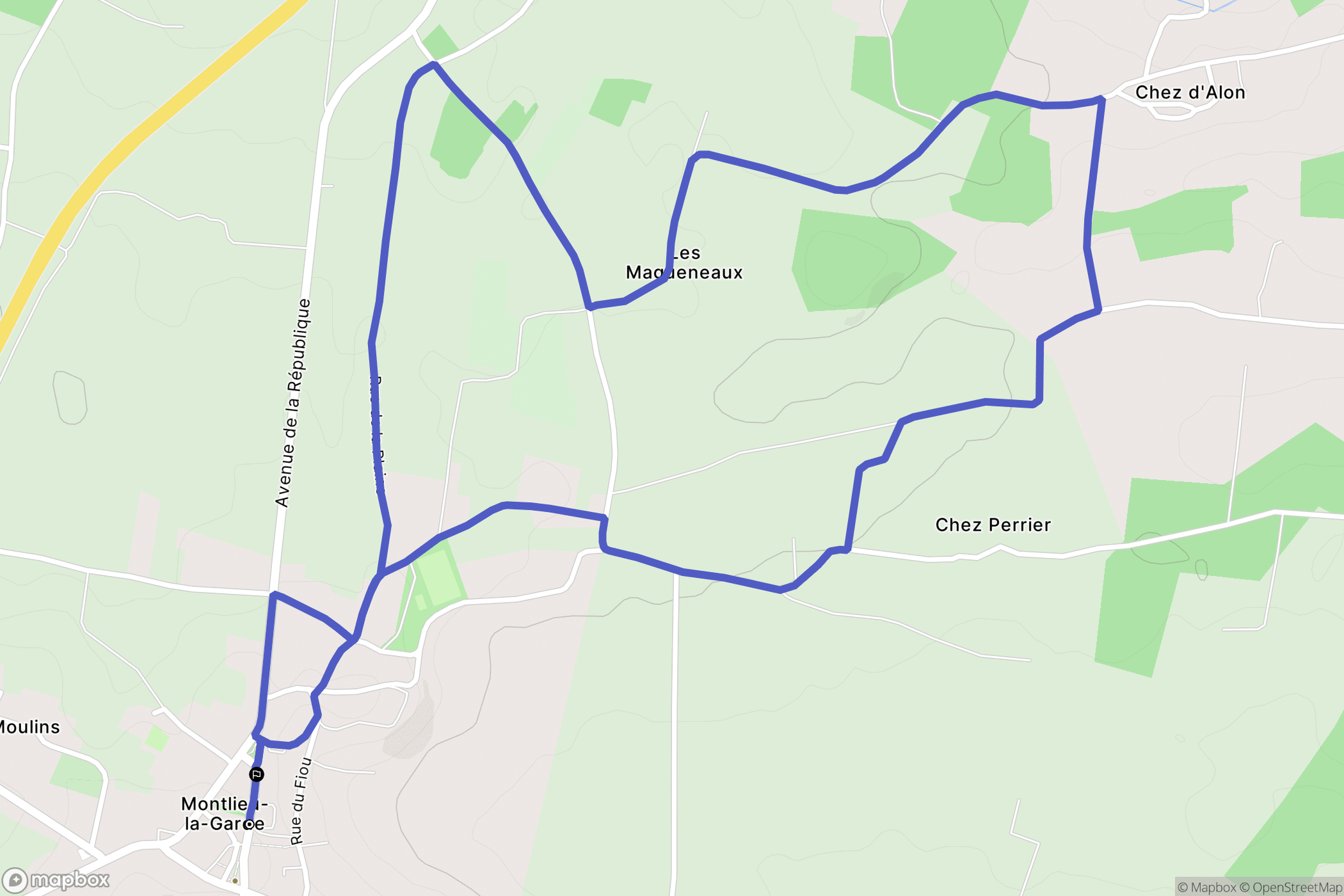 Montlieu-la-Garde : carte du parcours de randonnée - France