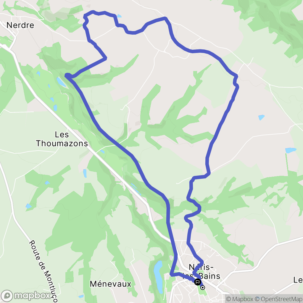 Néris-les-Bains : carte du parcours de randonnée - France