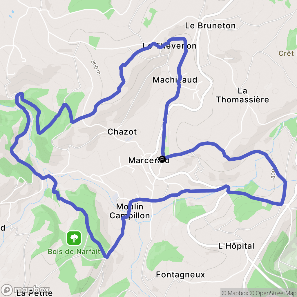 Marcenod : carte du parcours de randonnée - France