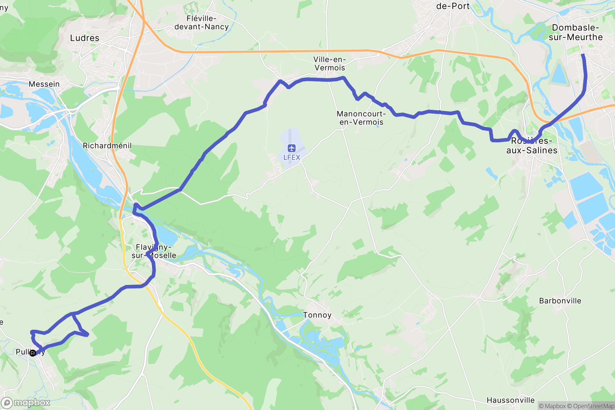 Pulligny : carte du parcours de randonnée - France