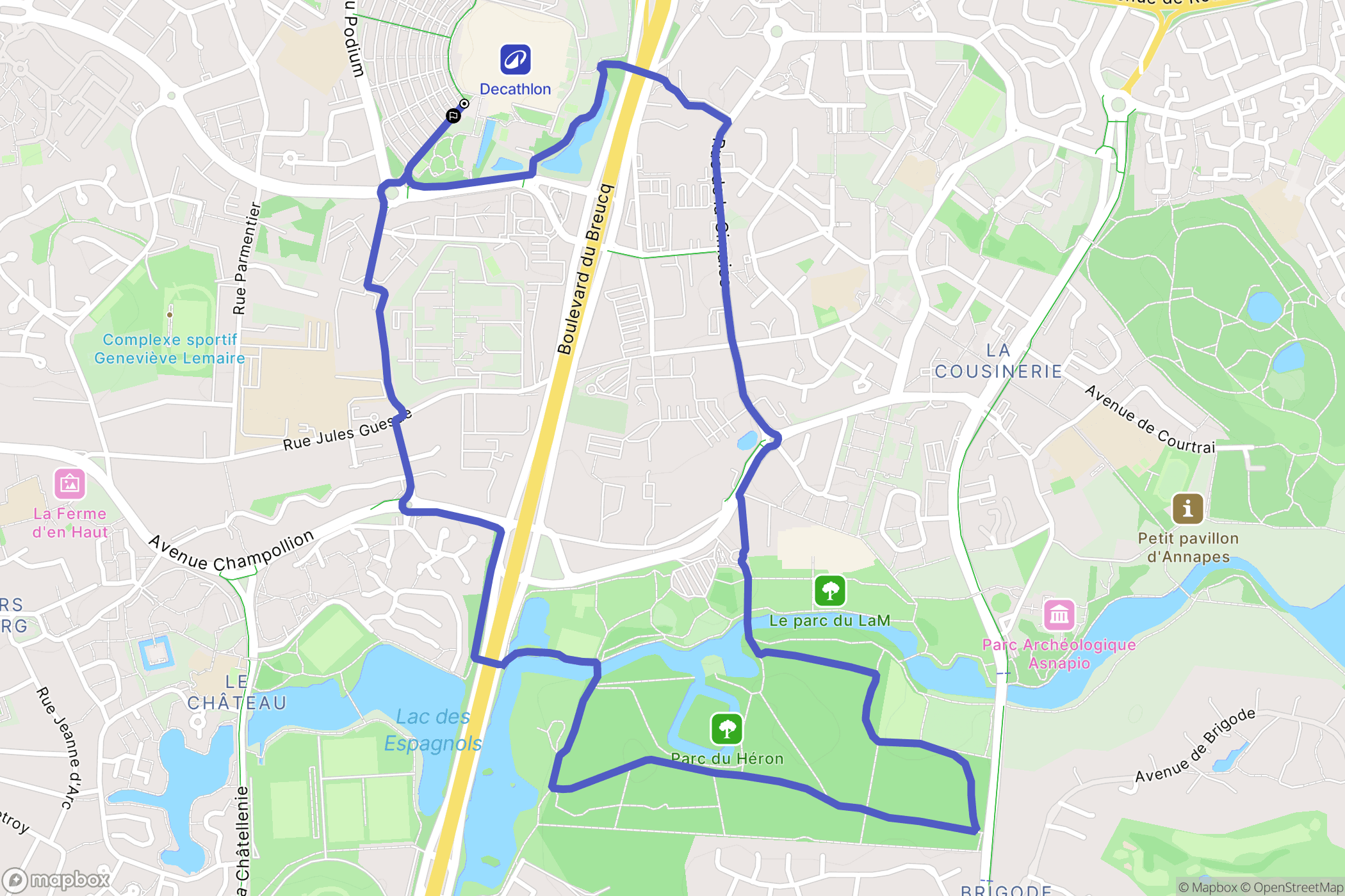 Villeneuve-d'Ascq : carte du parcours de randonnée - France