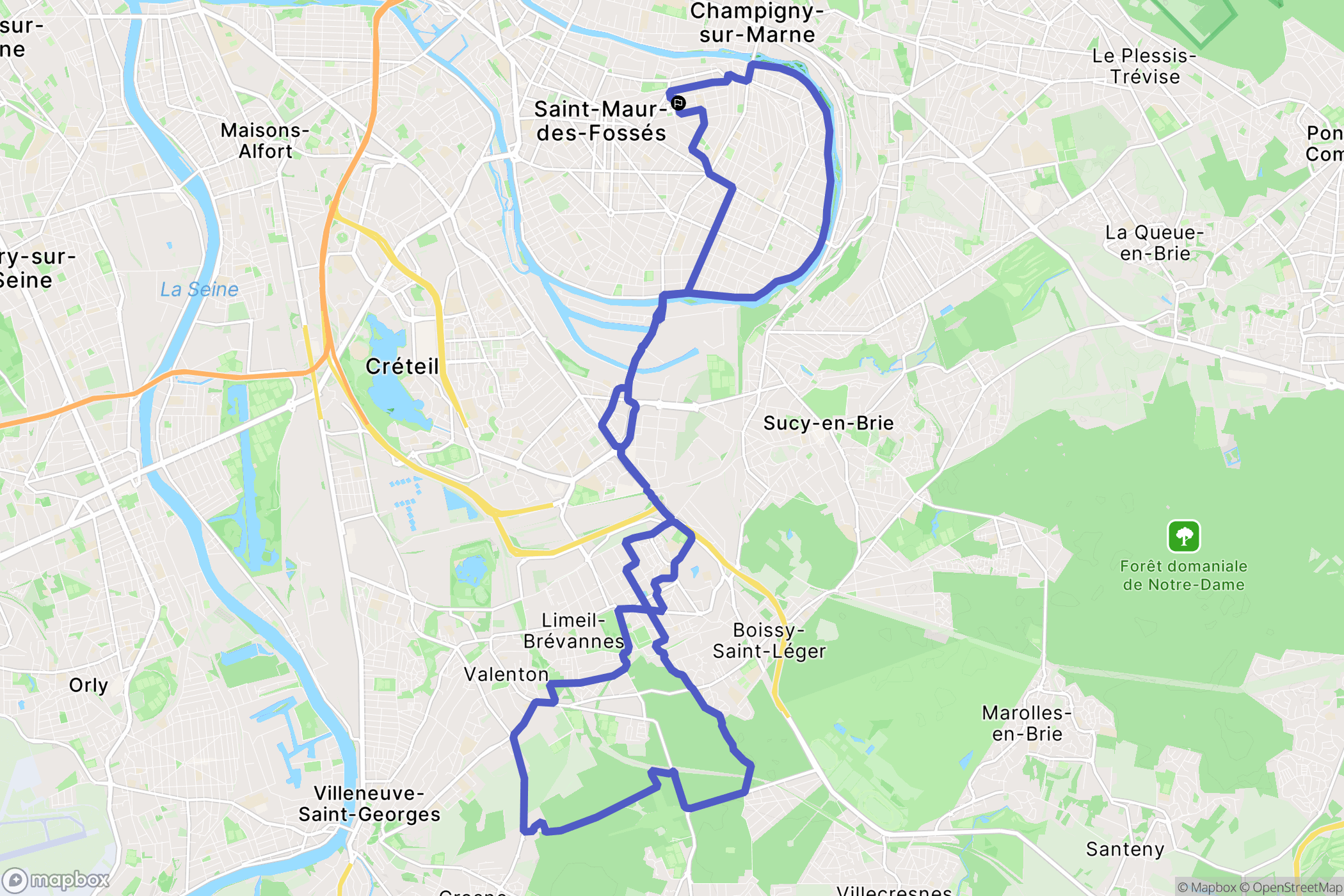 Saint-Maur-des-Fossés : carte du parcours de randonnée - France