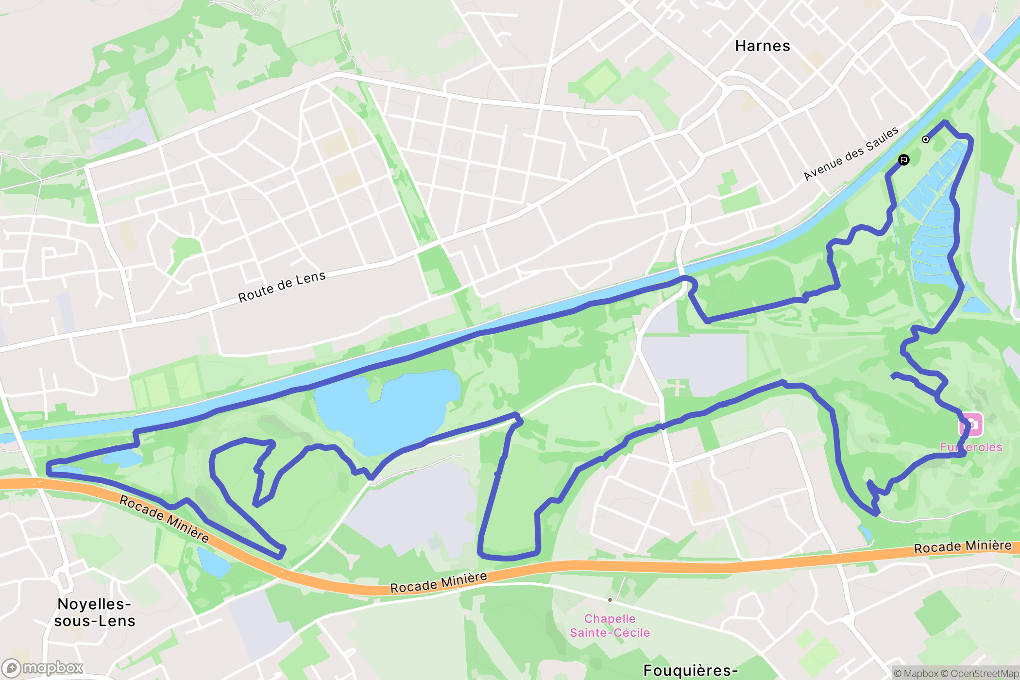Harnes : carte du parcours de randonnée - France