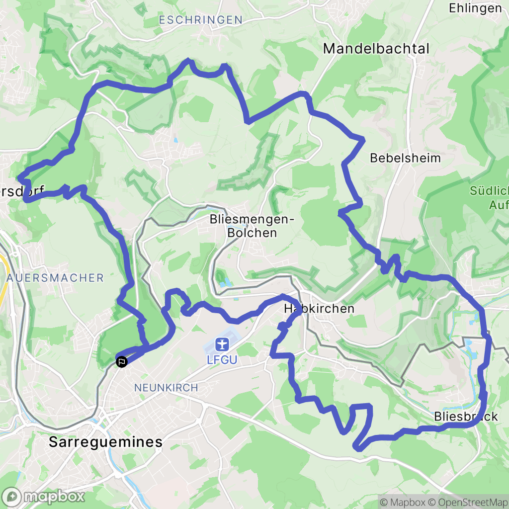 Sarreguemines : carte du parcours de randonnée - France