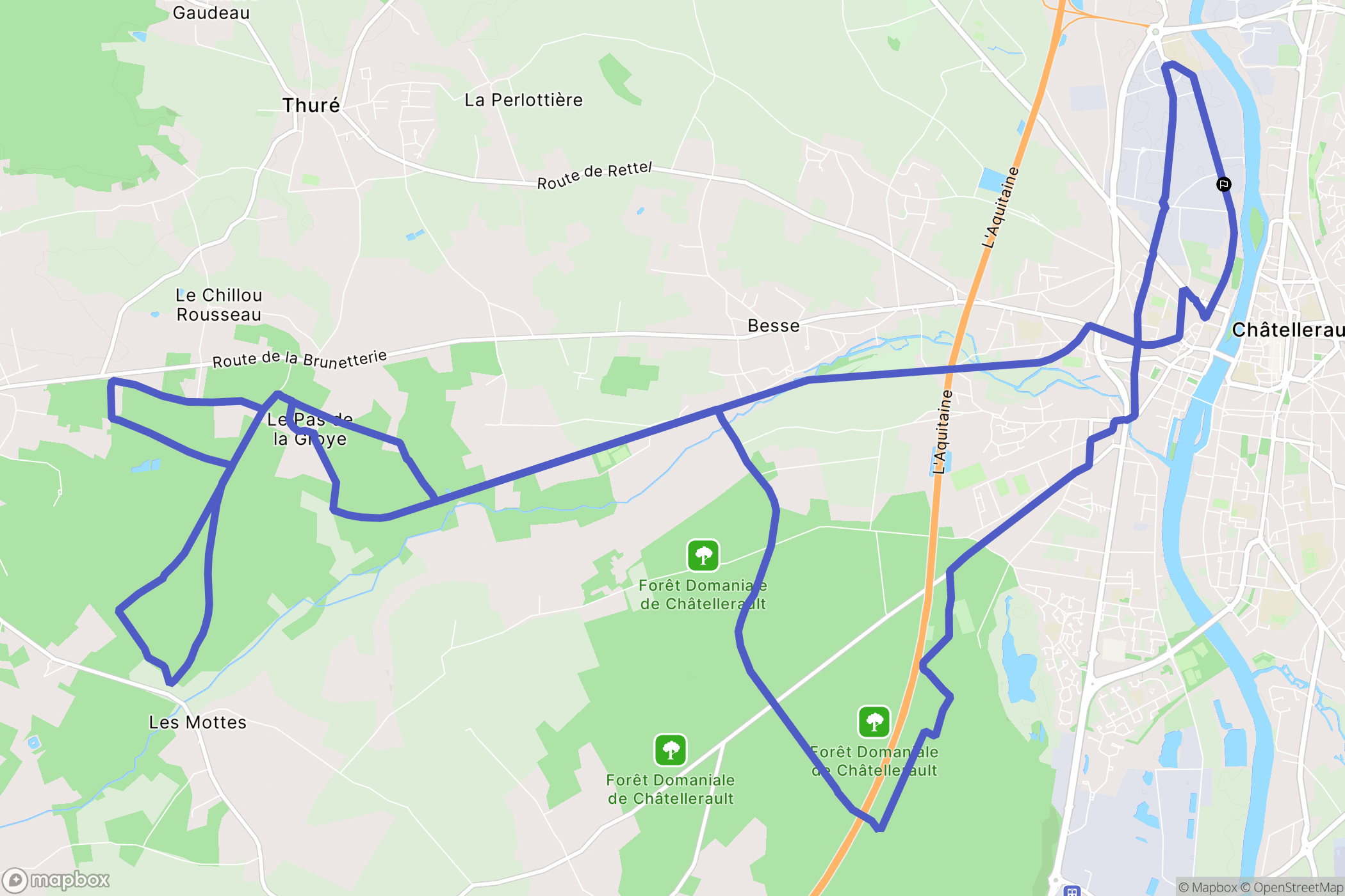 Châtellerault : carte du parcours de randonnée - France