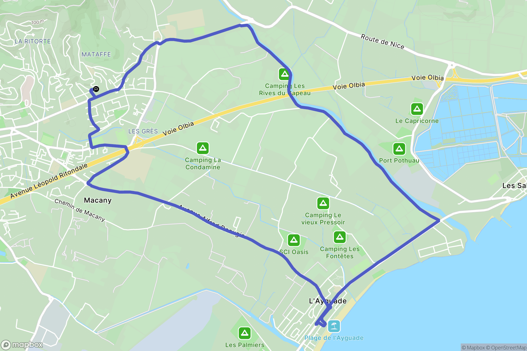 Hyères : carte du parcours de randonnée - France