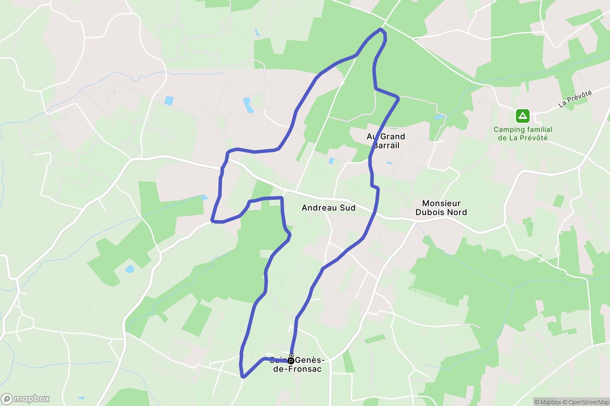 Saint-Gènes-de-Fronsac : carte du parcours de randonnée - France