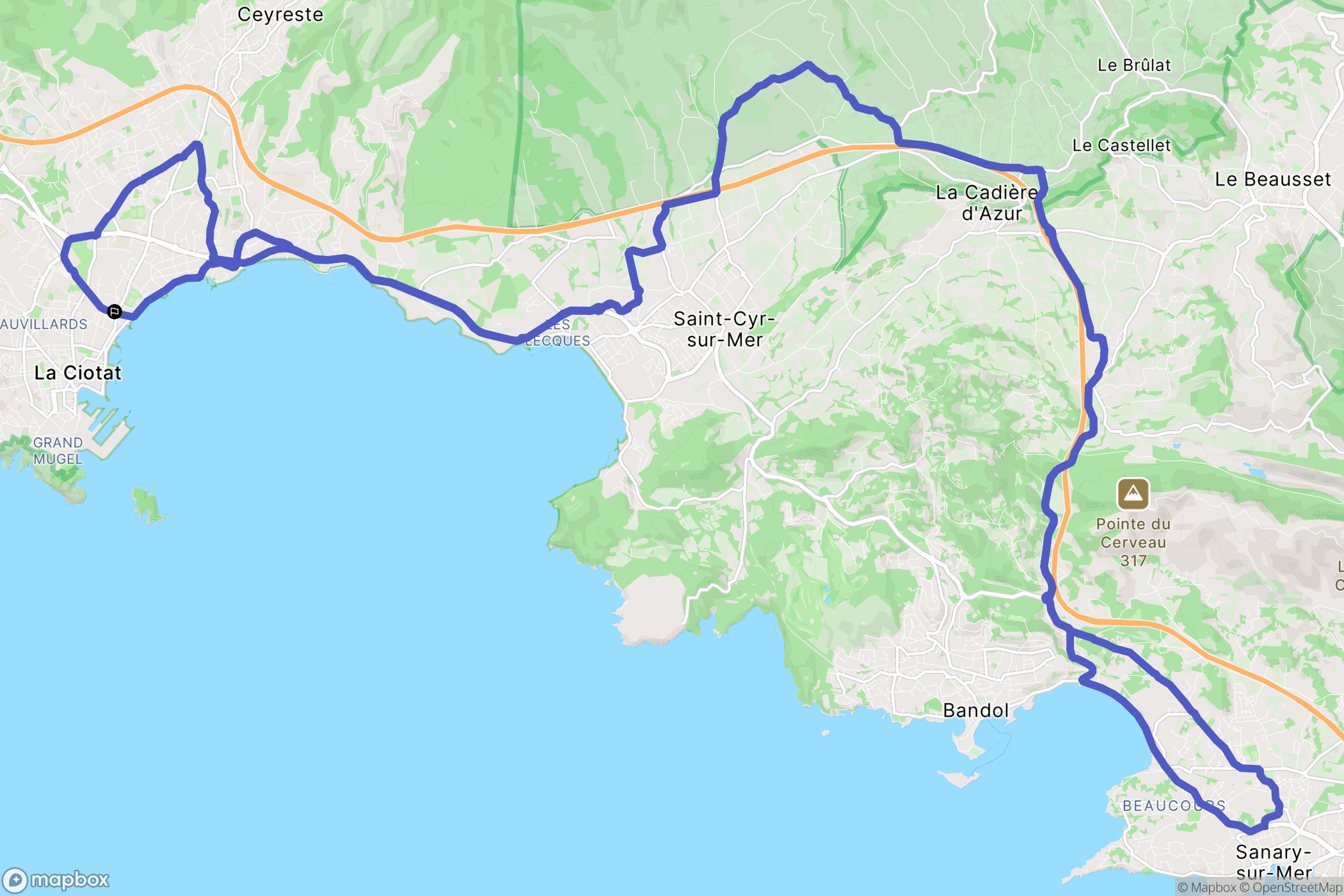 La Ciotat : carte du parcours de randonnée - France