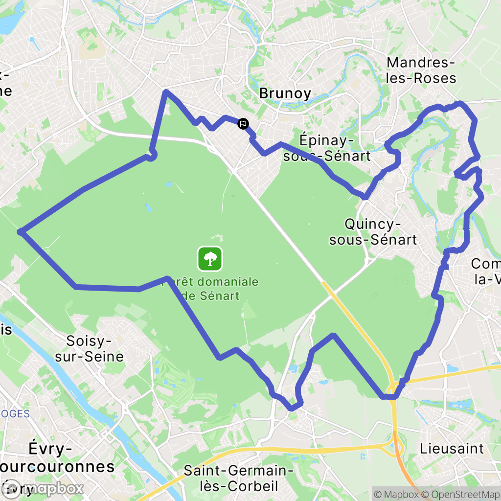 Brunoy : carte du parcours de randonnée - France