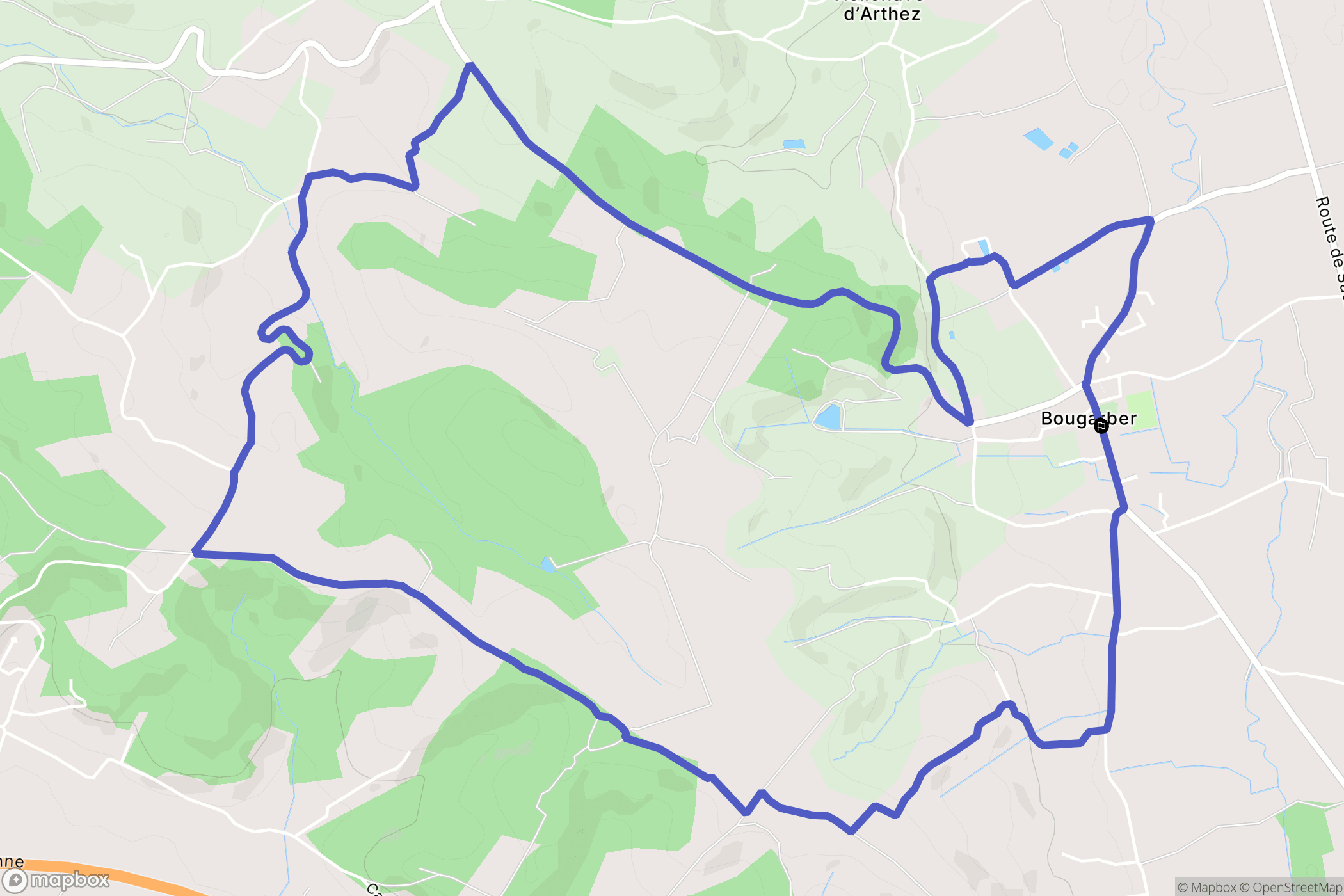 Bougarber : carte du parcours de randonnée - France