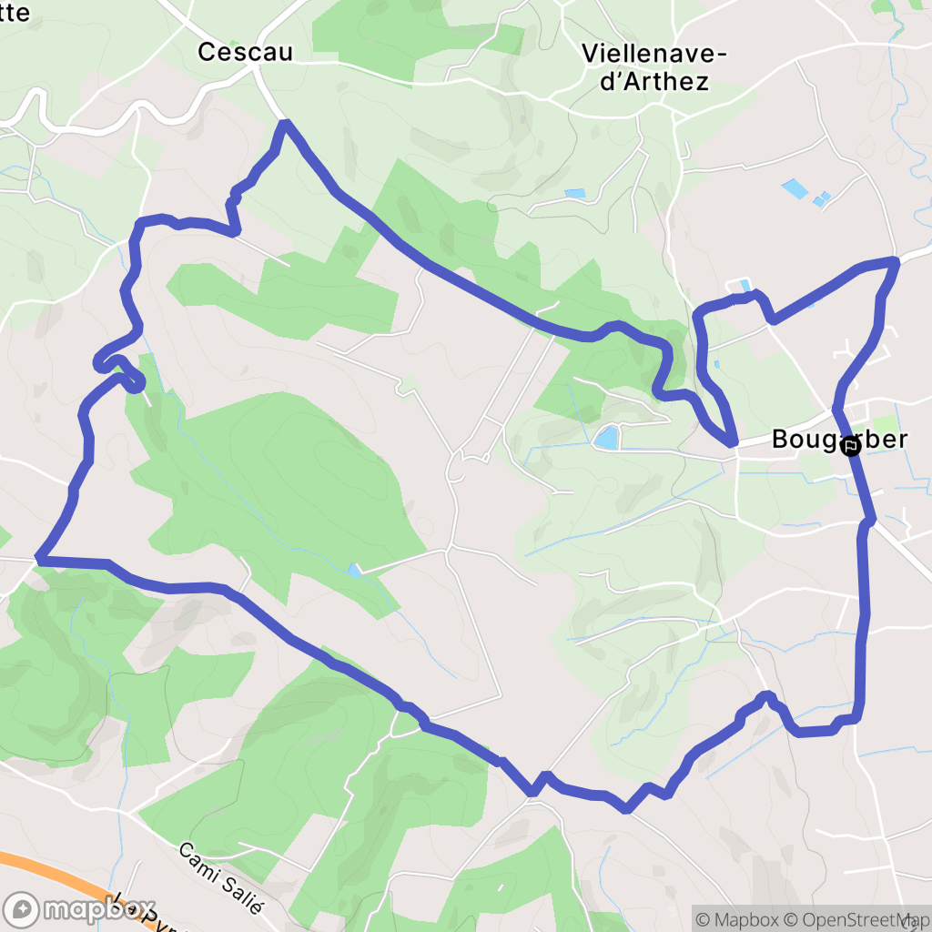 Bougarber : carte du parcours de randonnée - France
