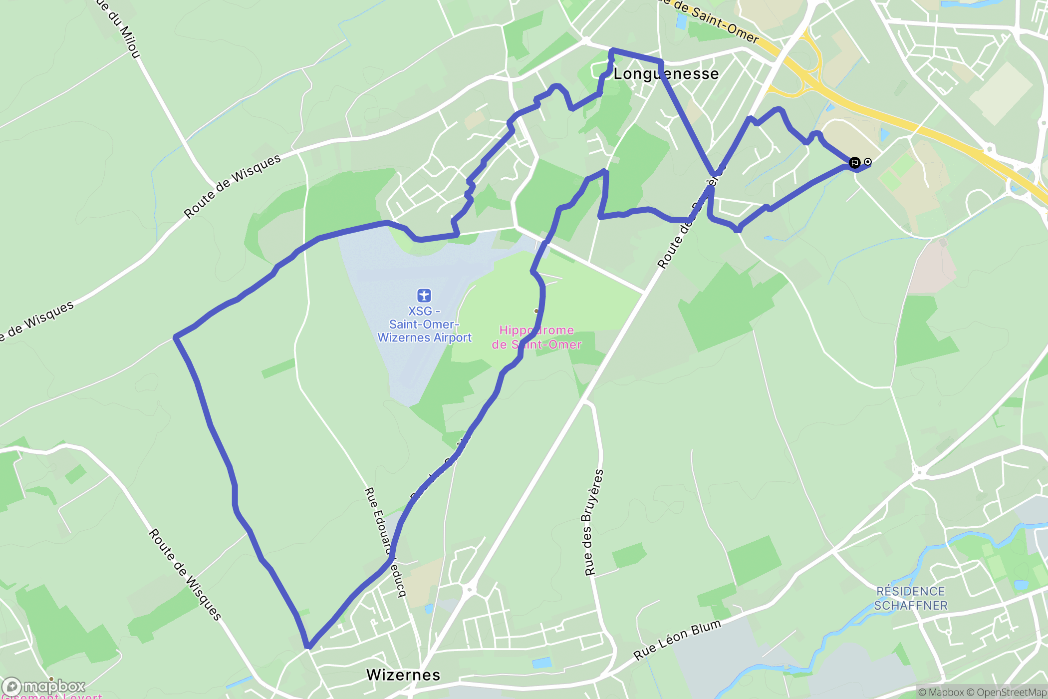 Longuenesse : carte du parcours de randonnée - France