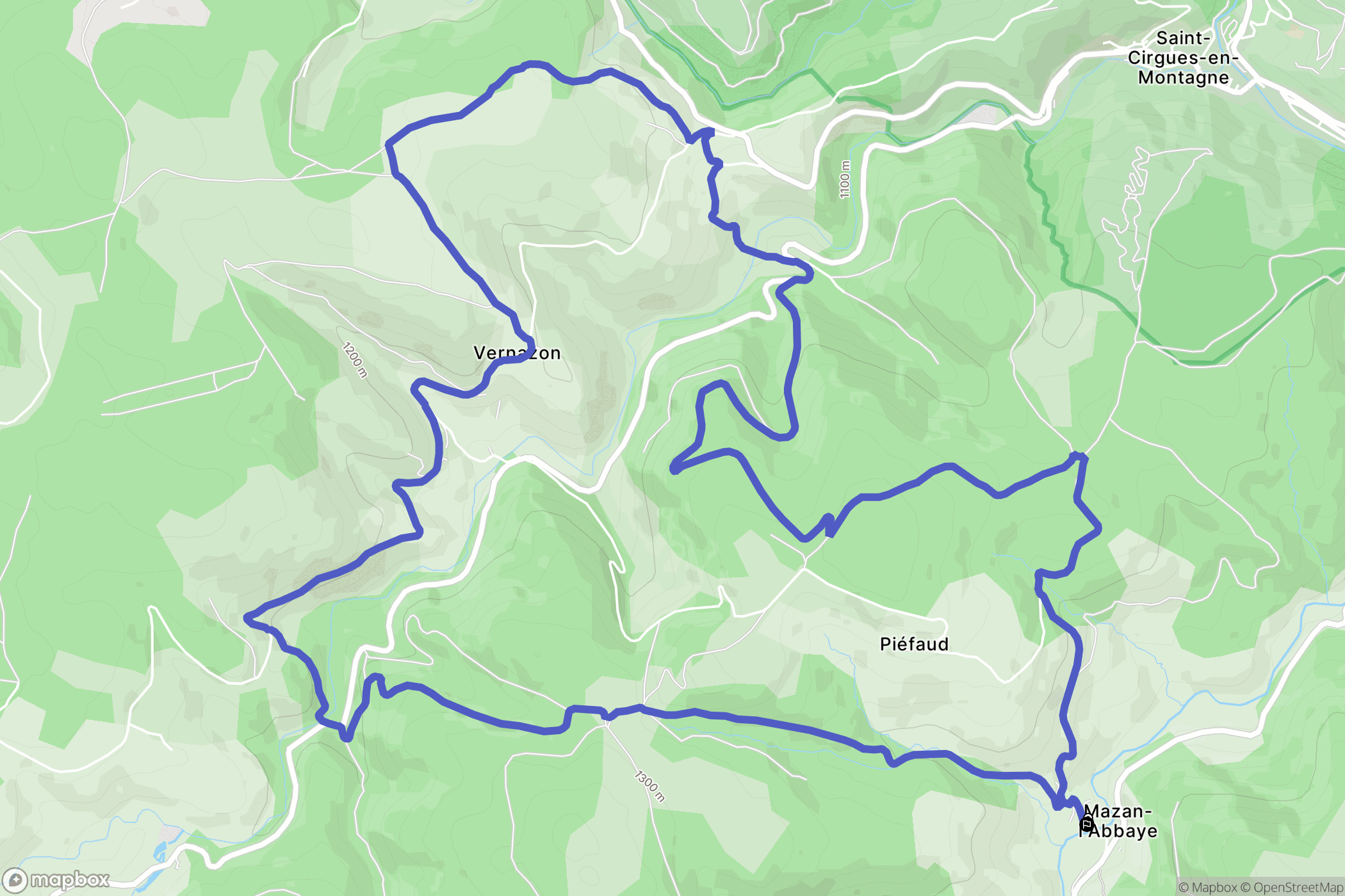 Mazan-l'Abbaye : carte du parcours de randonnée - France
