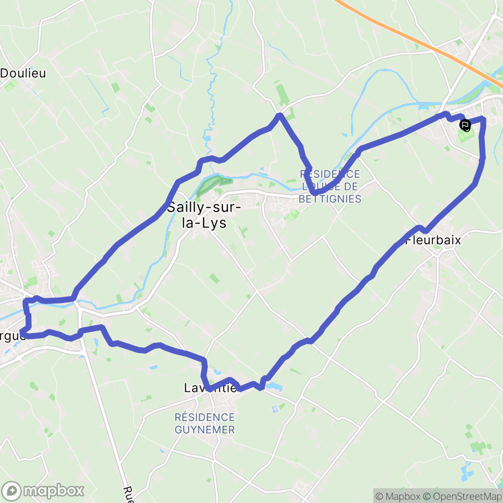 Erquinghem-Lys : carte du parcours de randonnée - France