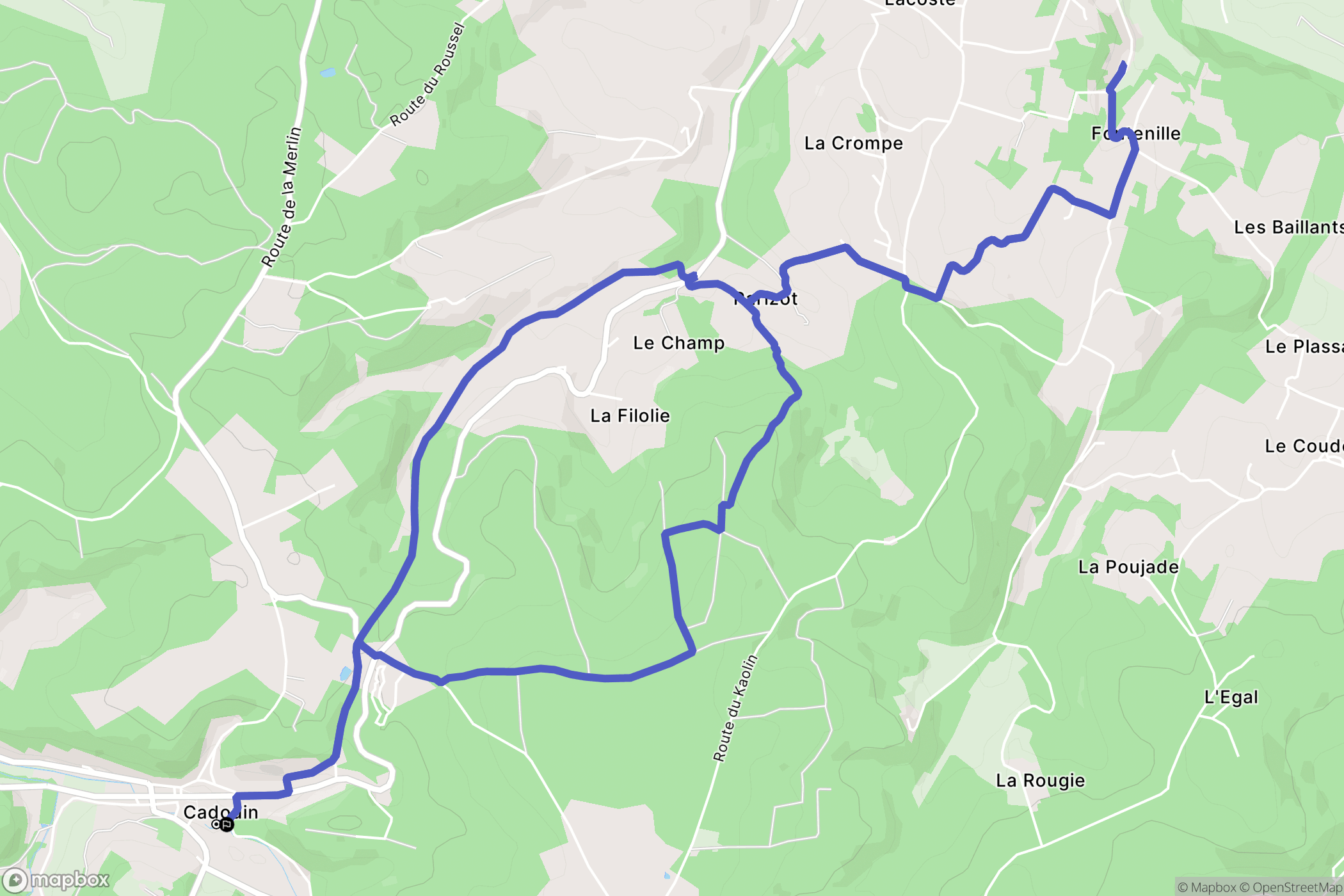 Le Buisson-de-Cadouin : carte du parcours de randonnée - France