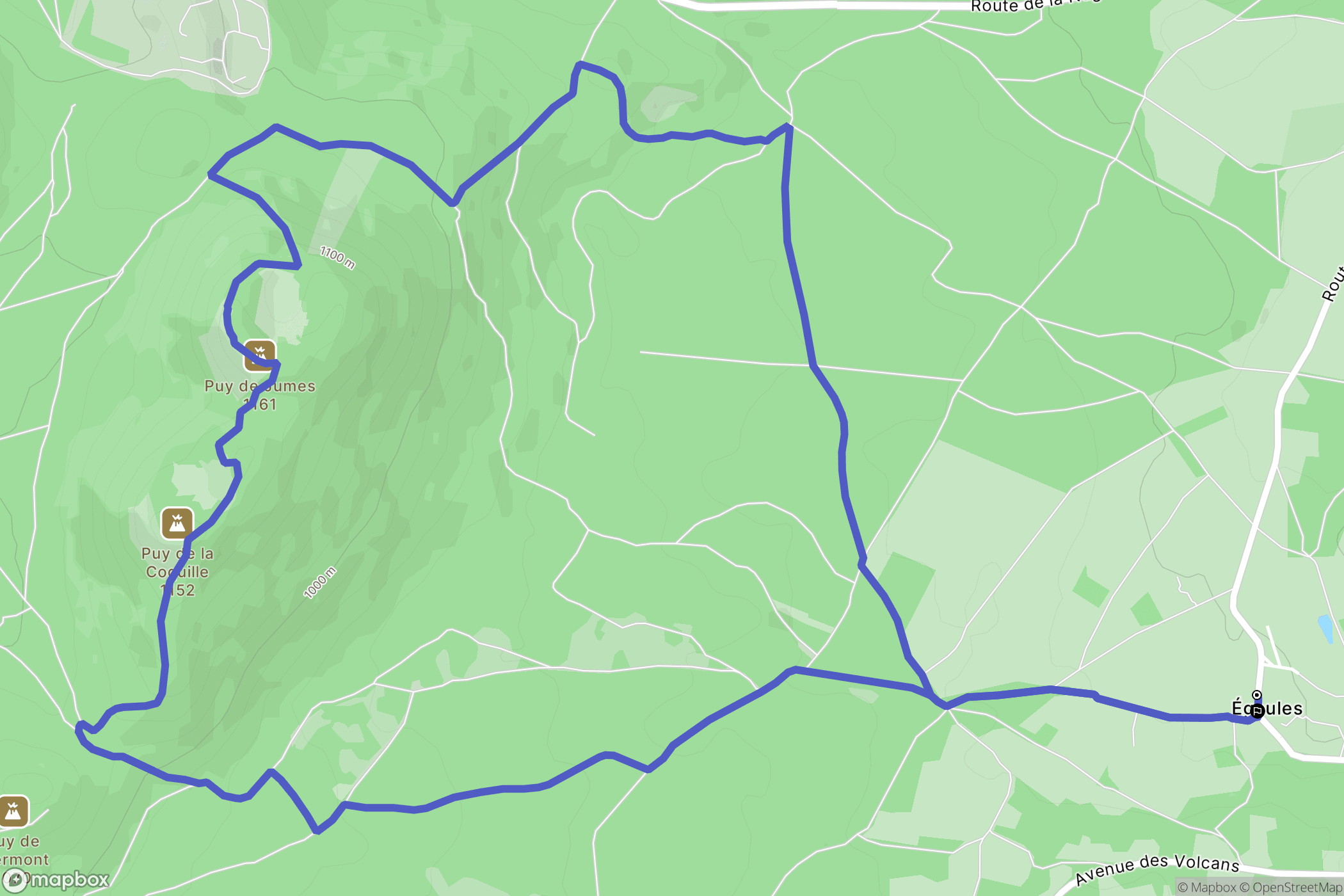 Volvic : carte du parcours de randonnée - France
