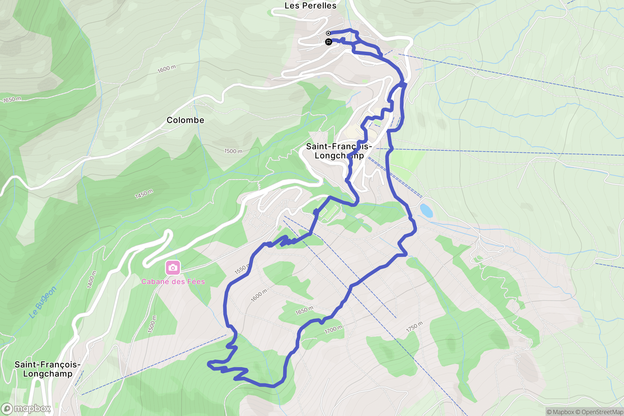 Saint-François-Longchamp : carte du parcours de randonnée - France