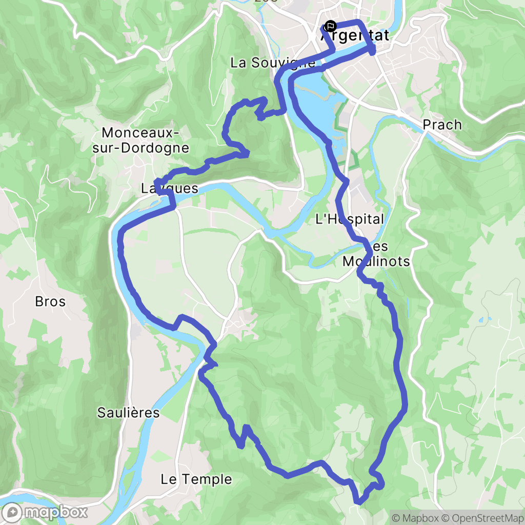 Argentat-sur-Dordogne : carte du parcours de randonnée - France