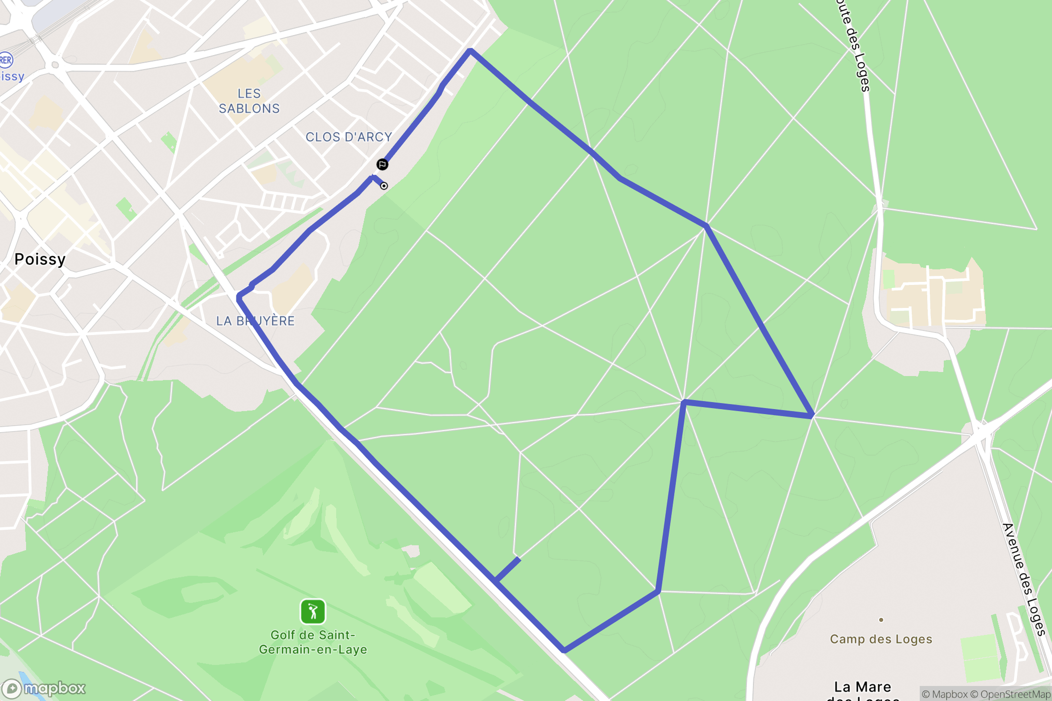 Poissy : carte du parcours de randonnée - France