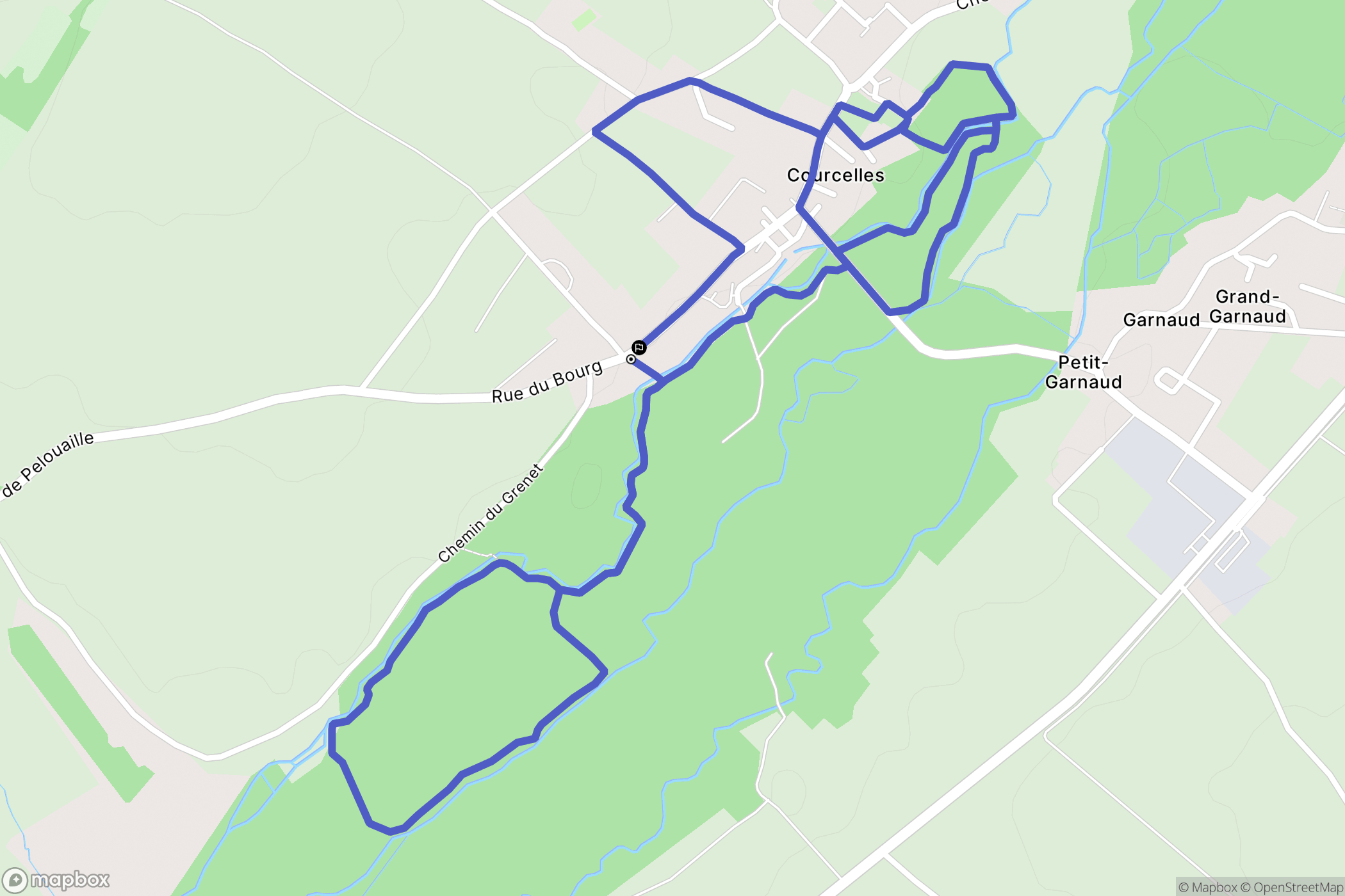 Courcelles : carte du parcours de randonnée - France