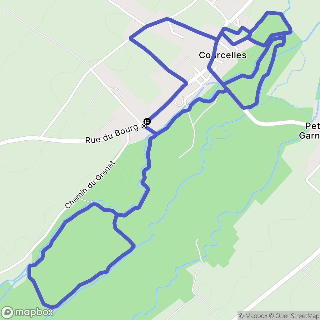 Courcelles : carte du parcours de randonnée - France