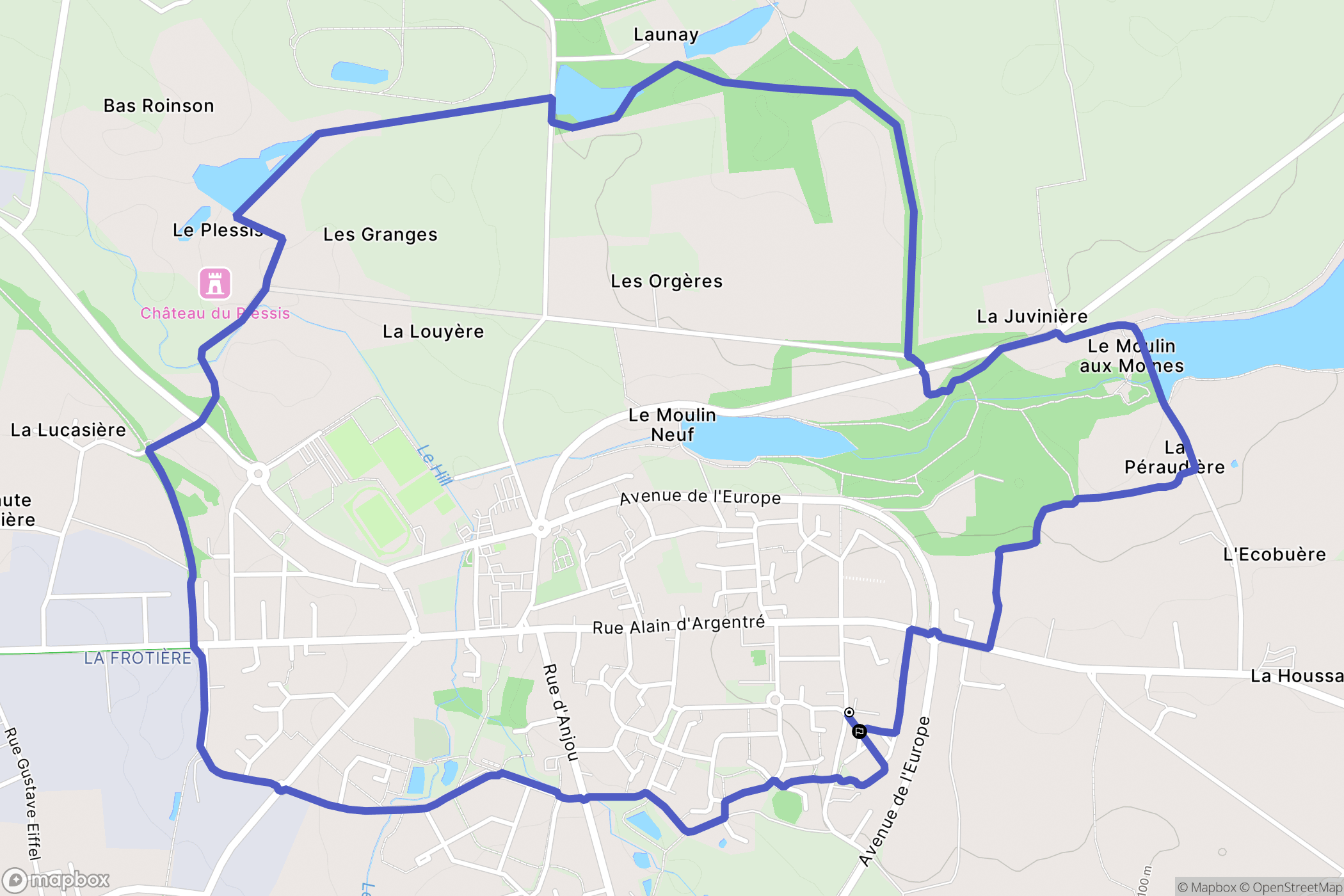 Argentré-du-Plessis : carte du parcours de randonnée - France