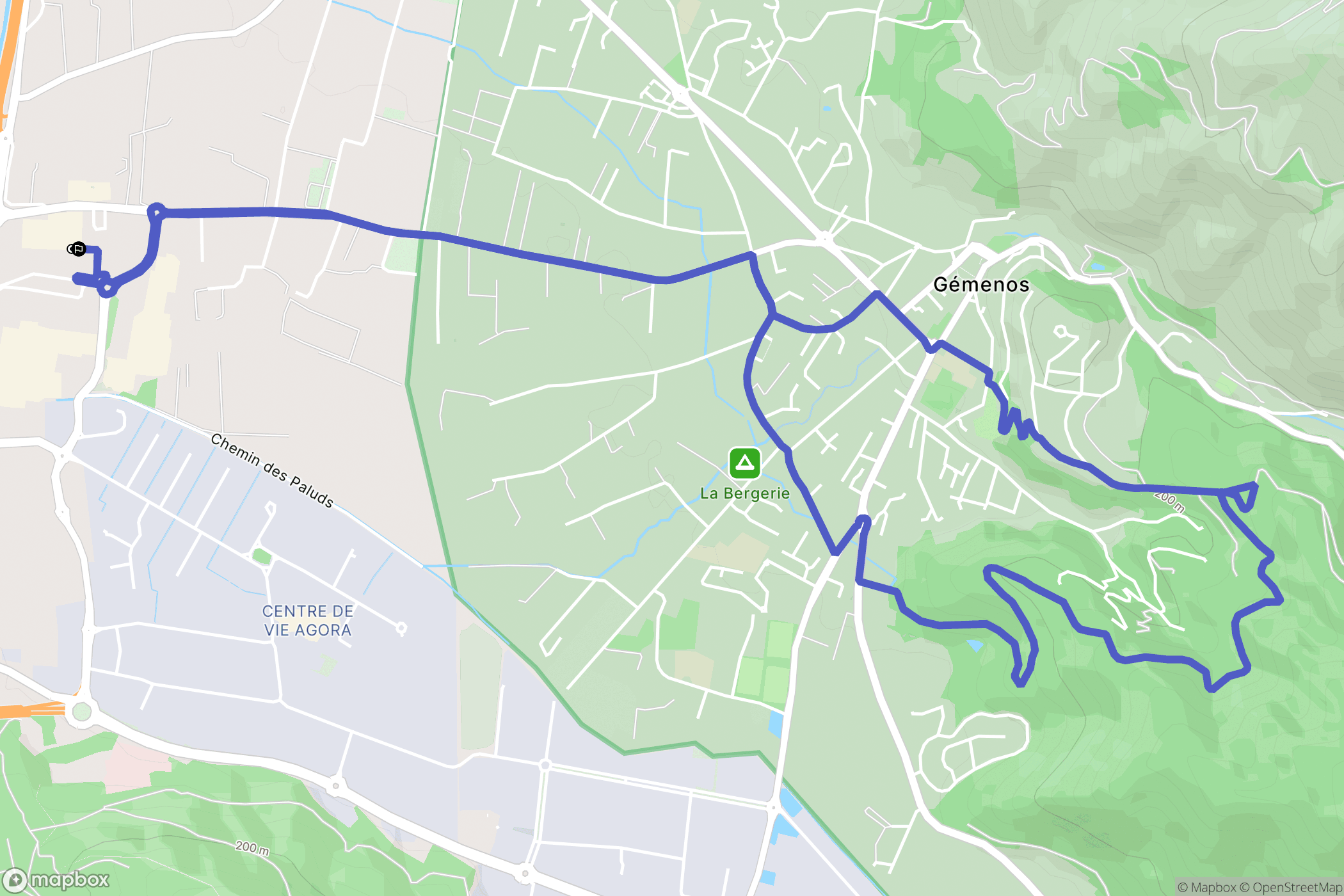 Aubagne : carte du parcours de randonnée - France