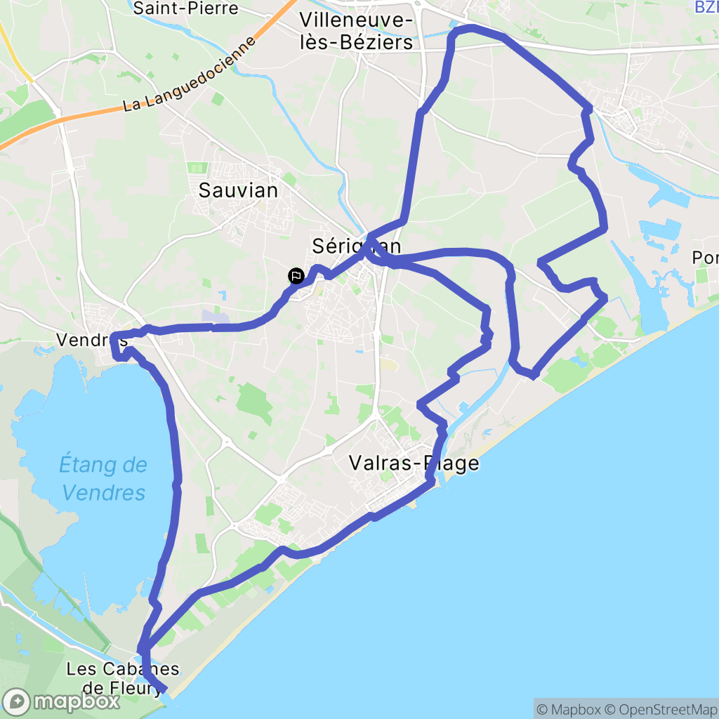 Sérignan : carte du parcours de randonnée - France