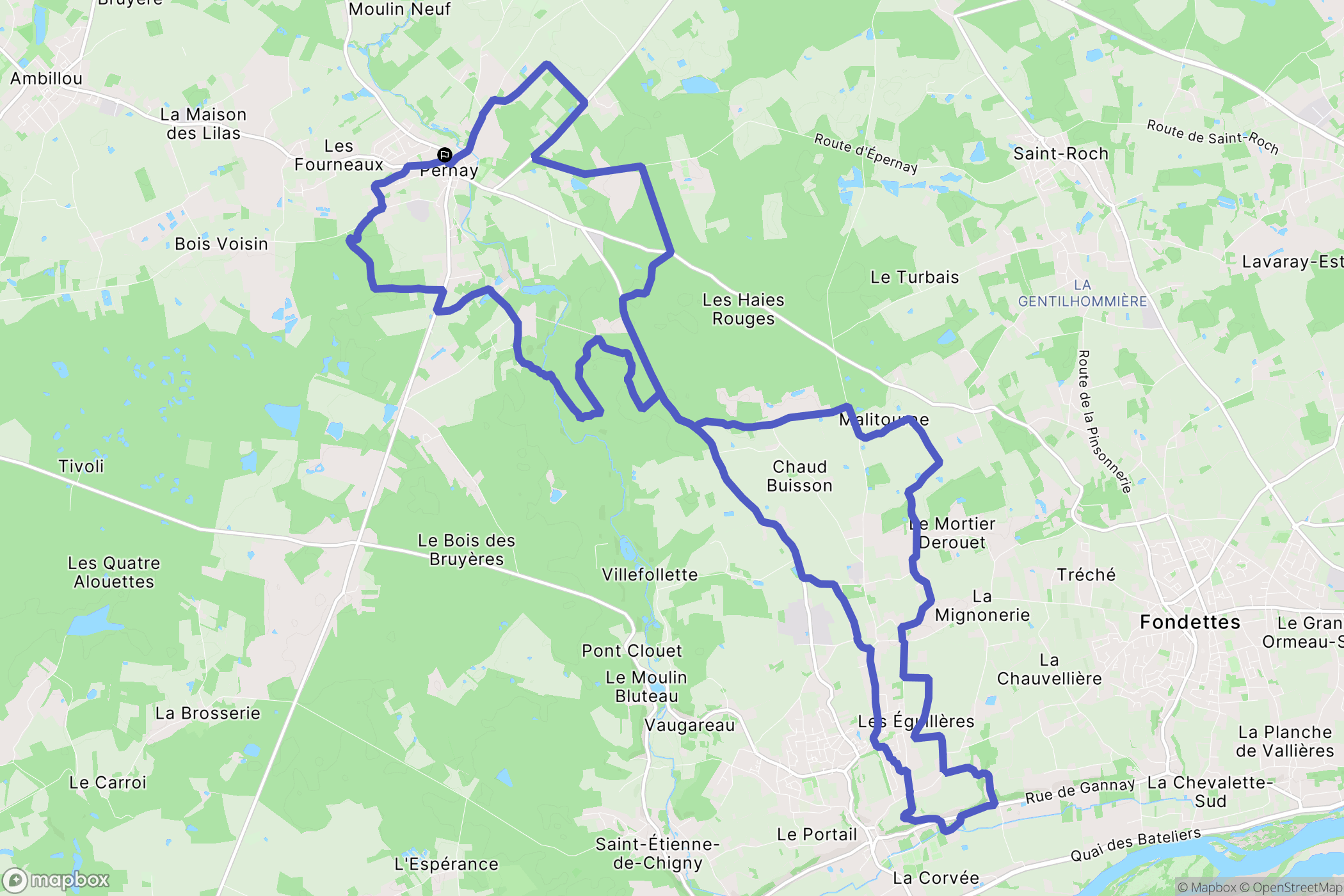 Pernay : carte du parcours de randonnée - France