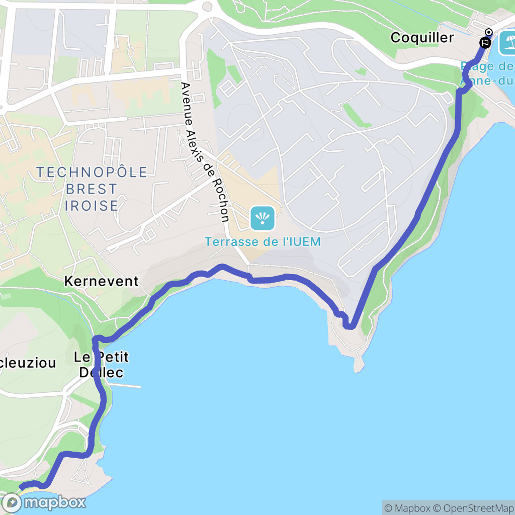 Brest : carte du parcours de randonnée - France