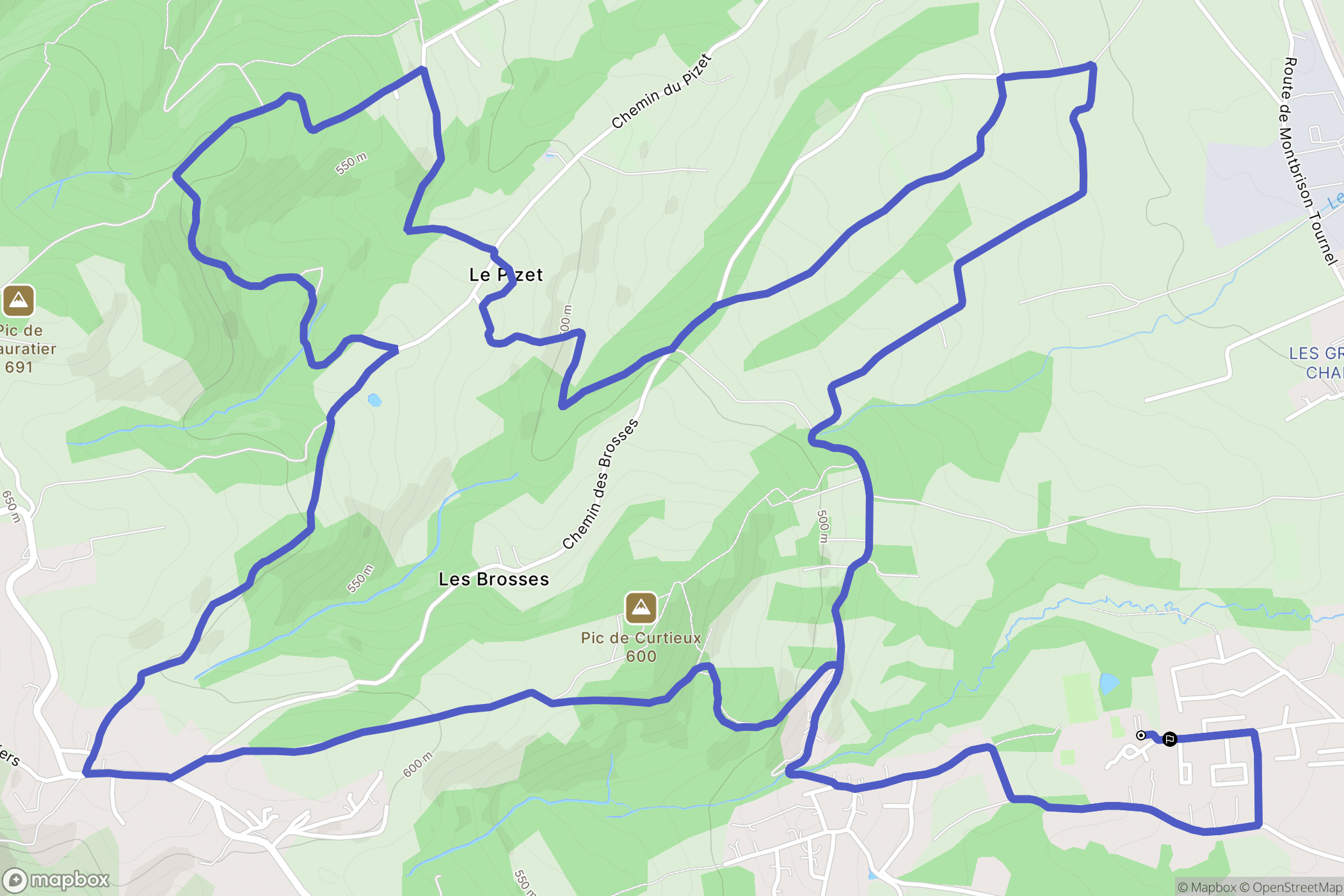 Montbrison : carte du parcours de randonnée - France