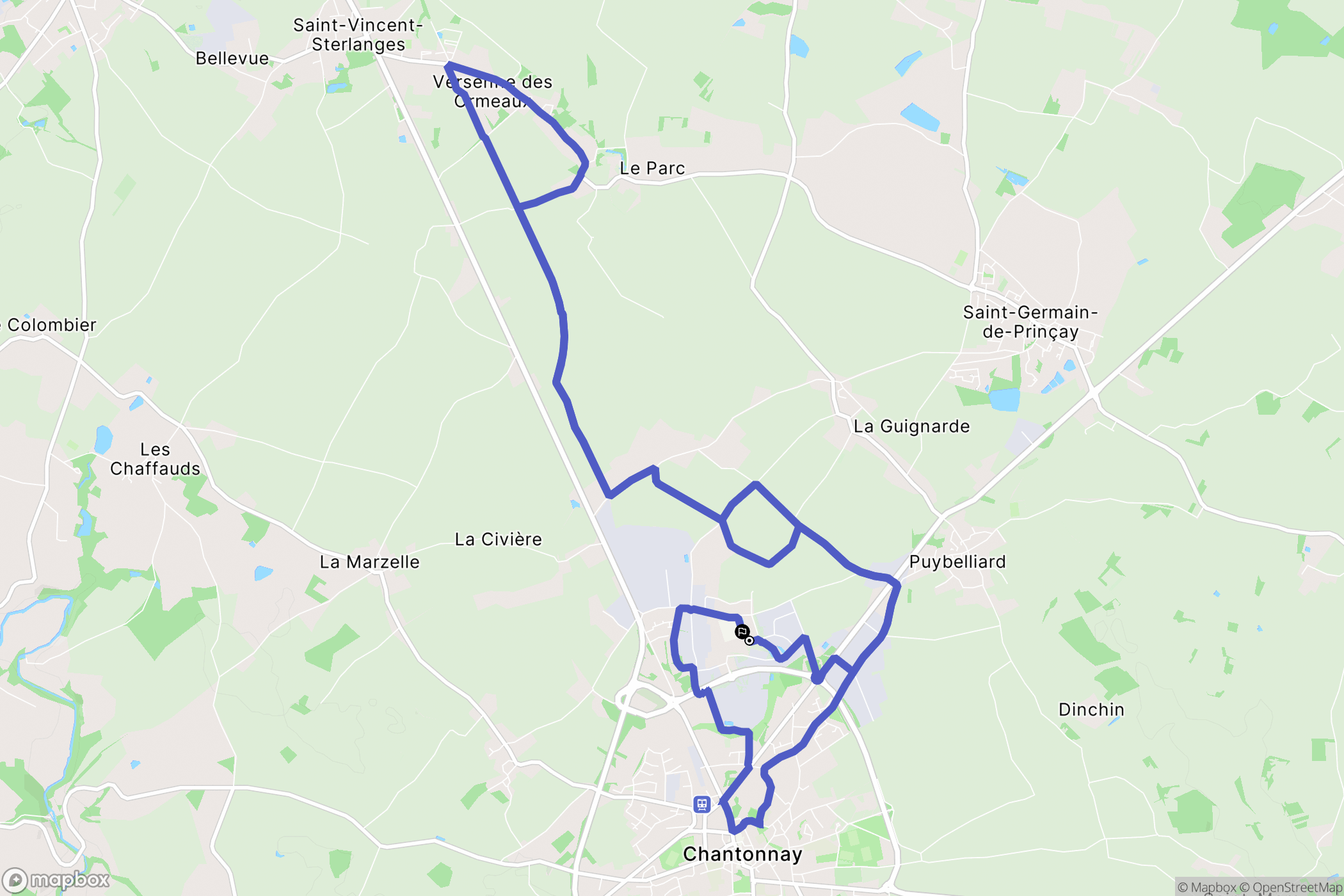 Chantonnay : carte du parcours de randonnée - France