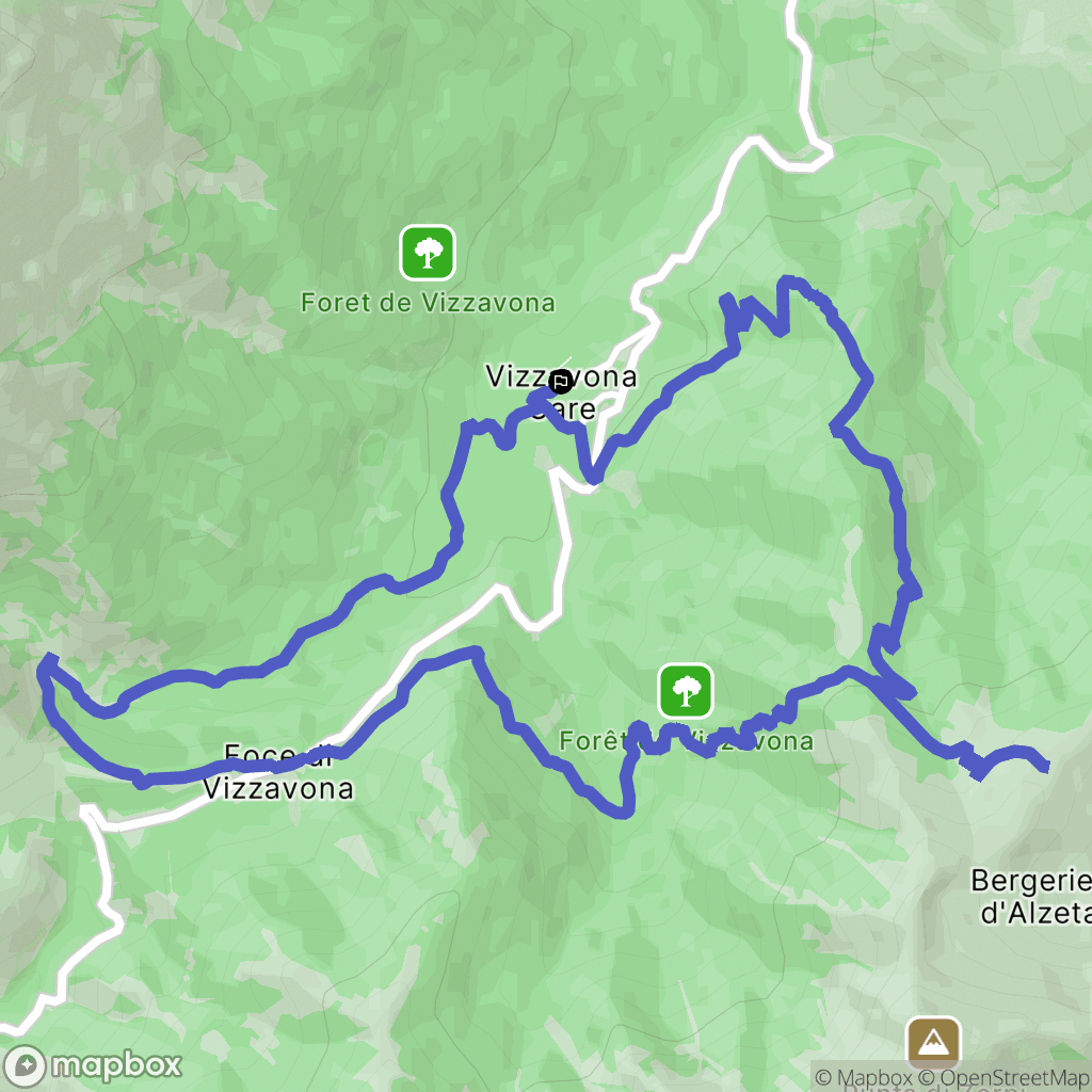 Vivario : carte du parcours de randonnée - France