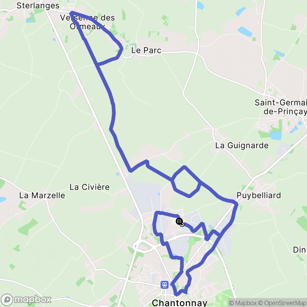 Chantonnay : carte du parcours de randonnée - France