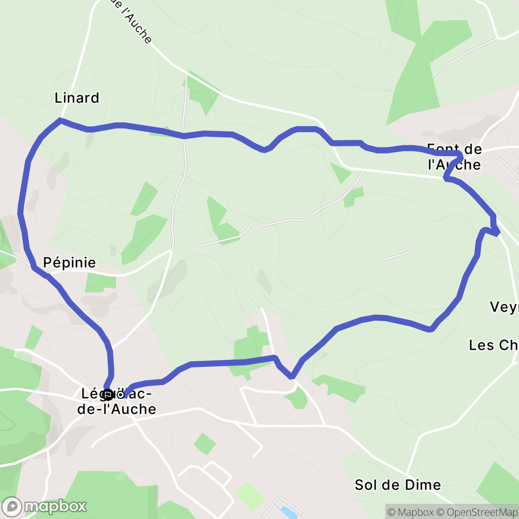 Léguillac-de-l'Auche : carte du parcours de randonnée - France