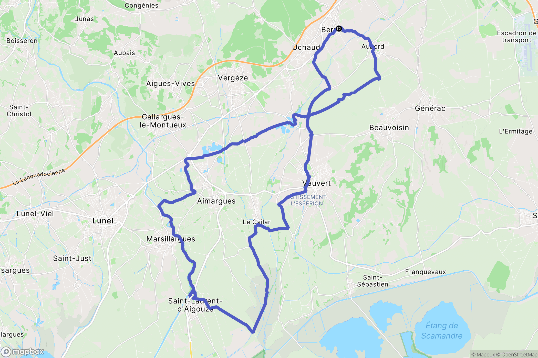 Bernis : carte du parcours de randonnée - France