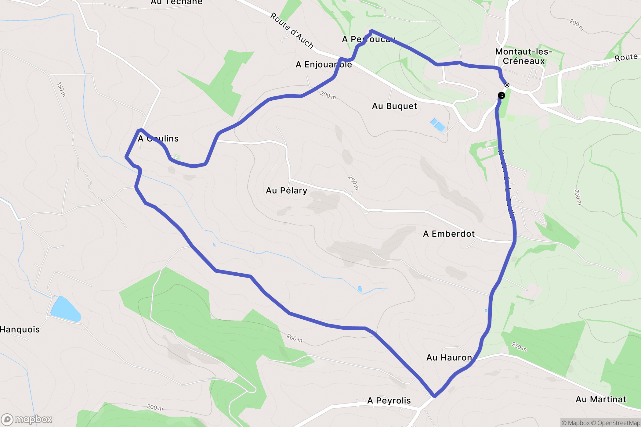 Montaut-les-Créneaux : carte du parcours de randonnée - France
