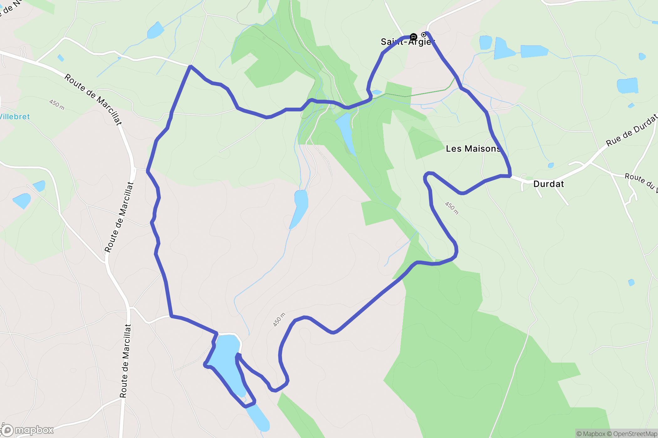 Durdat-Larequille : carte du parcours de randonnée - France