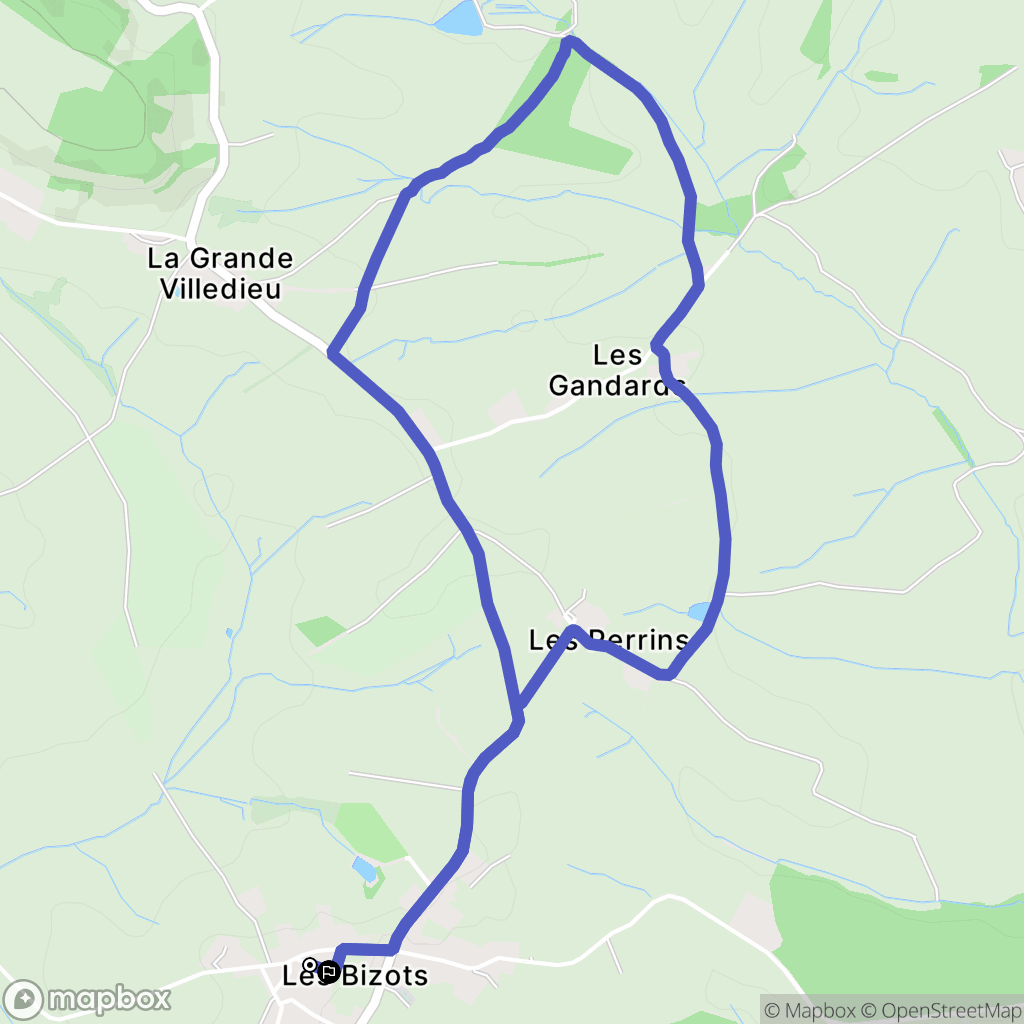 Les Bizots : carte du parcours de randonnée - France