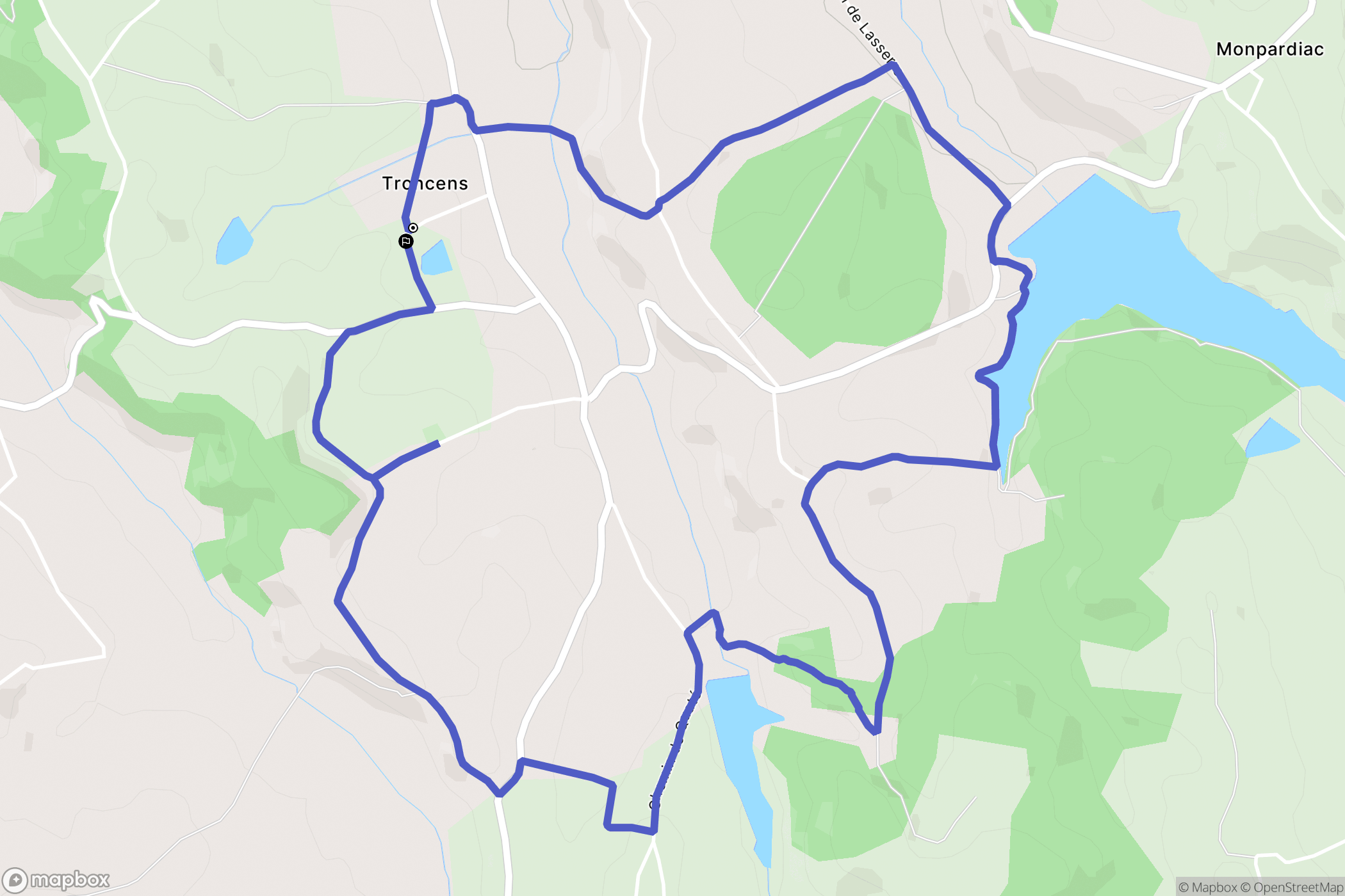 Troncens : carte du parcours de randonnée - France