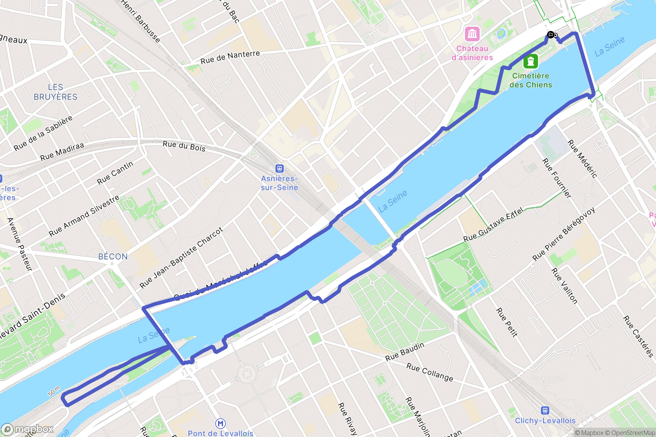 Asnières-sur-Seine : carte du parcours de randonnée - France