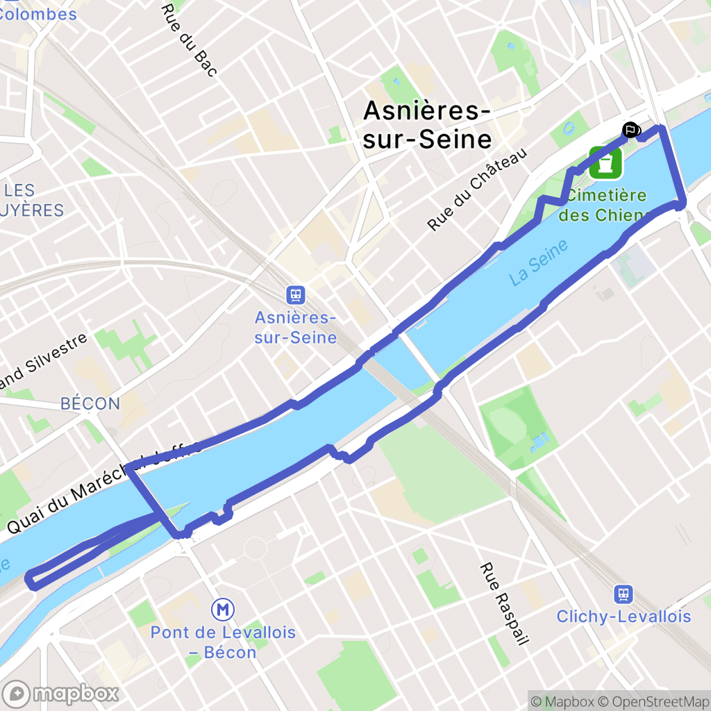 Asnières-sur-Seine : carte du parcours de randonnée - France