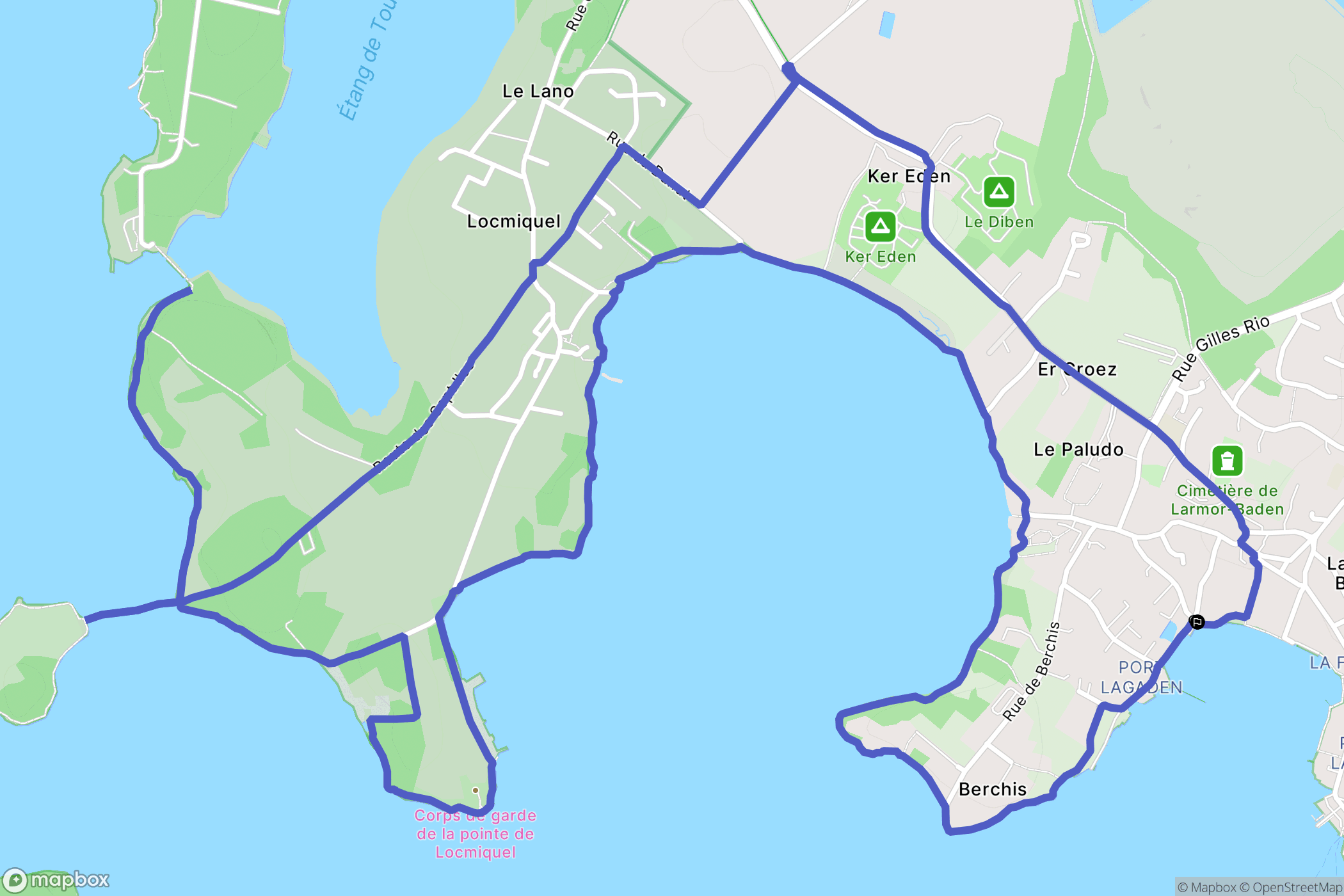Larmor-Baden : carte du parcours de randonnée - France