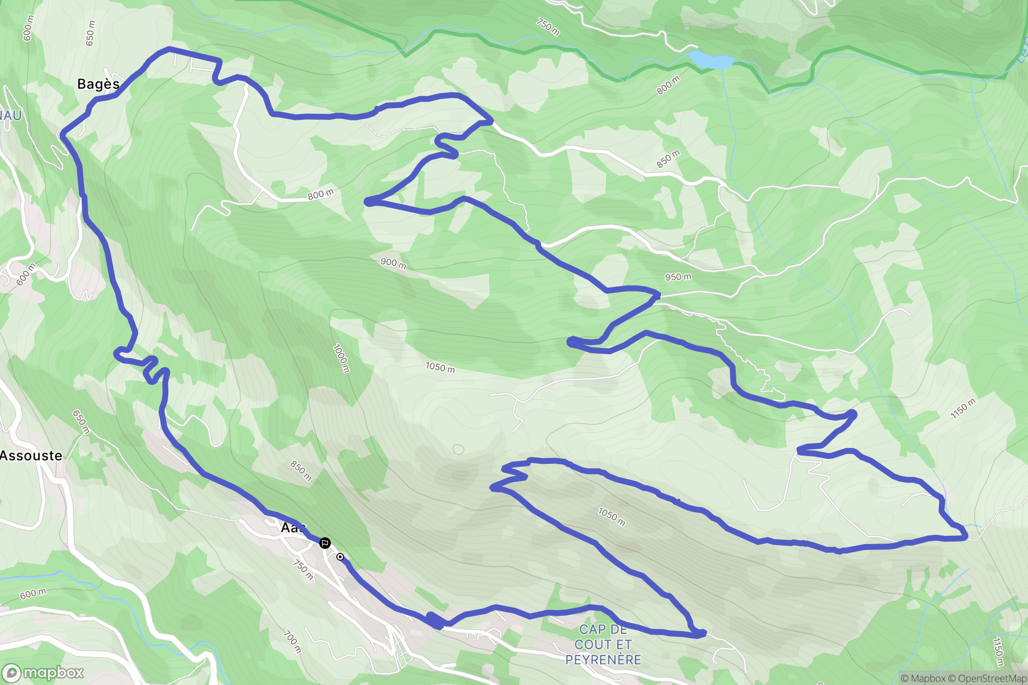 Eaux-Bonnes : carte du parcours de randonnée - France