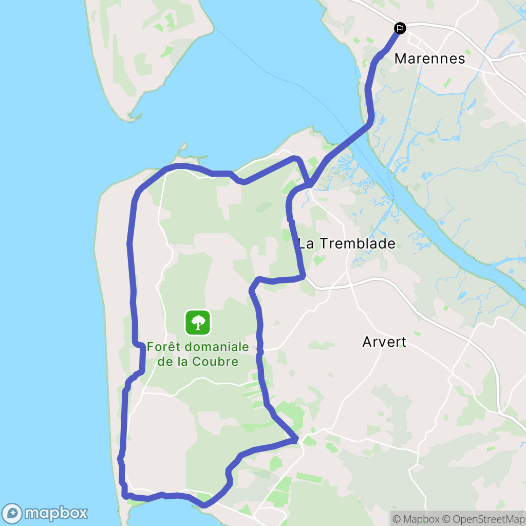 Marennes-Hiers-Brouage : carte du parcours de randonnée - France
